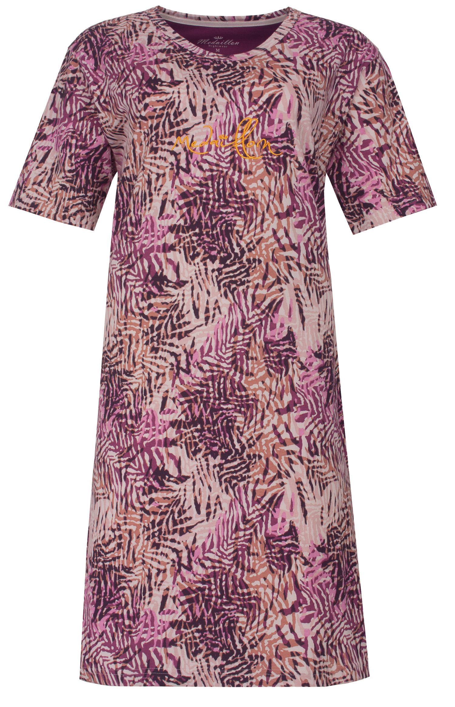 Medaillon Nachthemd Edles Damen Schlafshirt mit kurzem Arm (1-tlg) Baumwolle