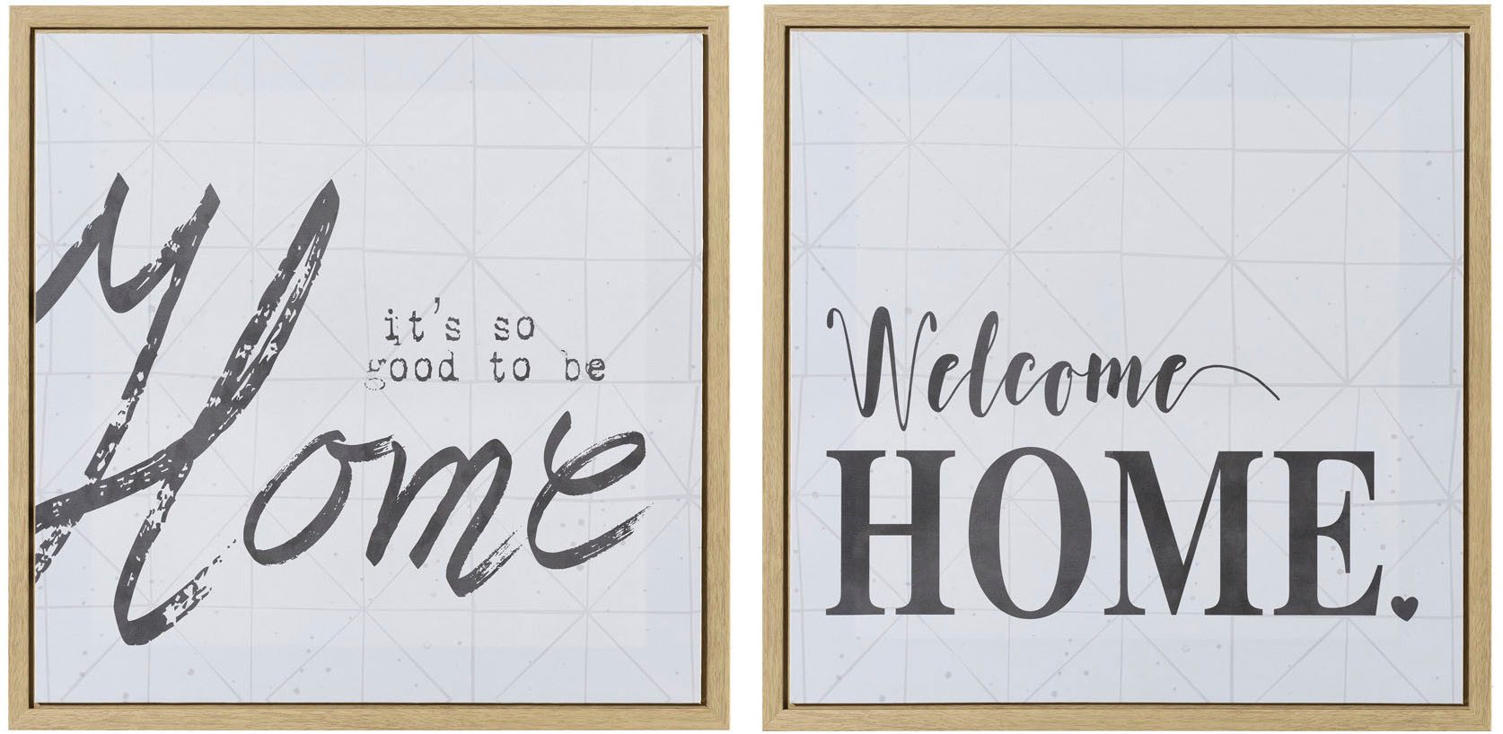 Creativ home Bild mit Rahmen Deko-Bild HOME, (2 St), in quadratischer Ausführung