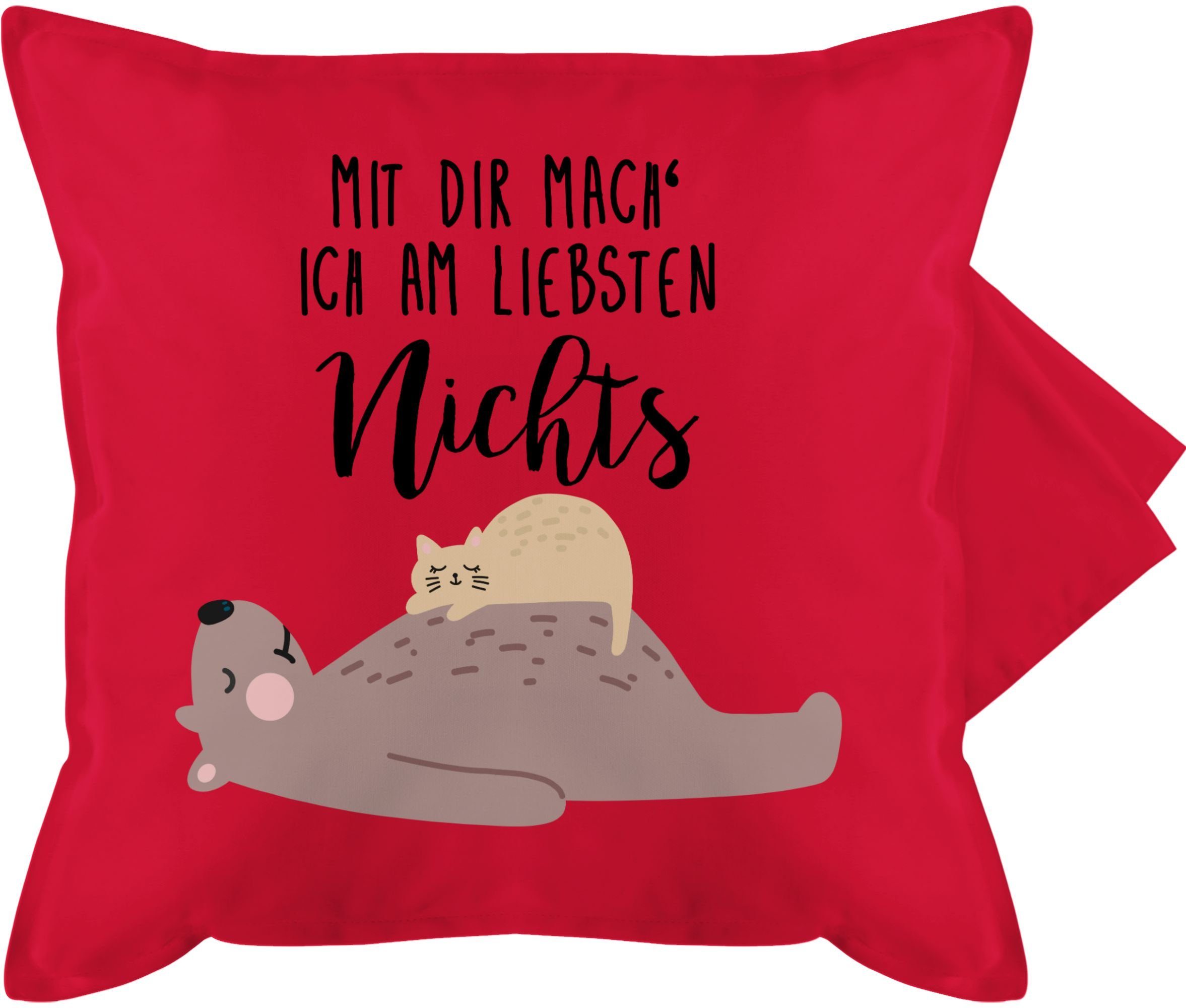 Kissenbezüge Mit dir mach ich am liebsten nichts - Geschenk Faul Lustig, Shirtracer (1 Stück), Statement