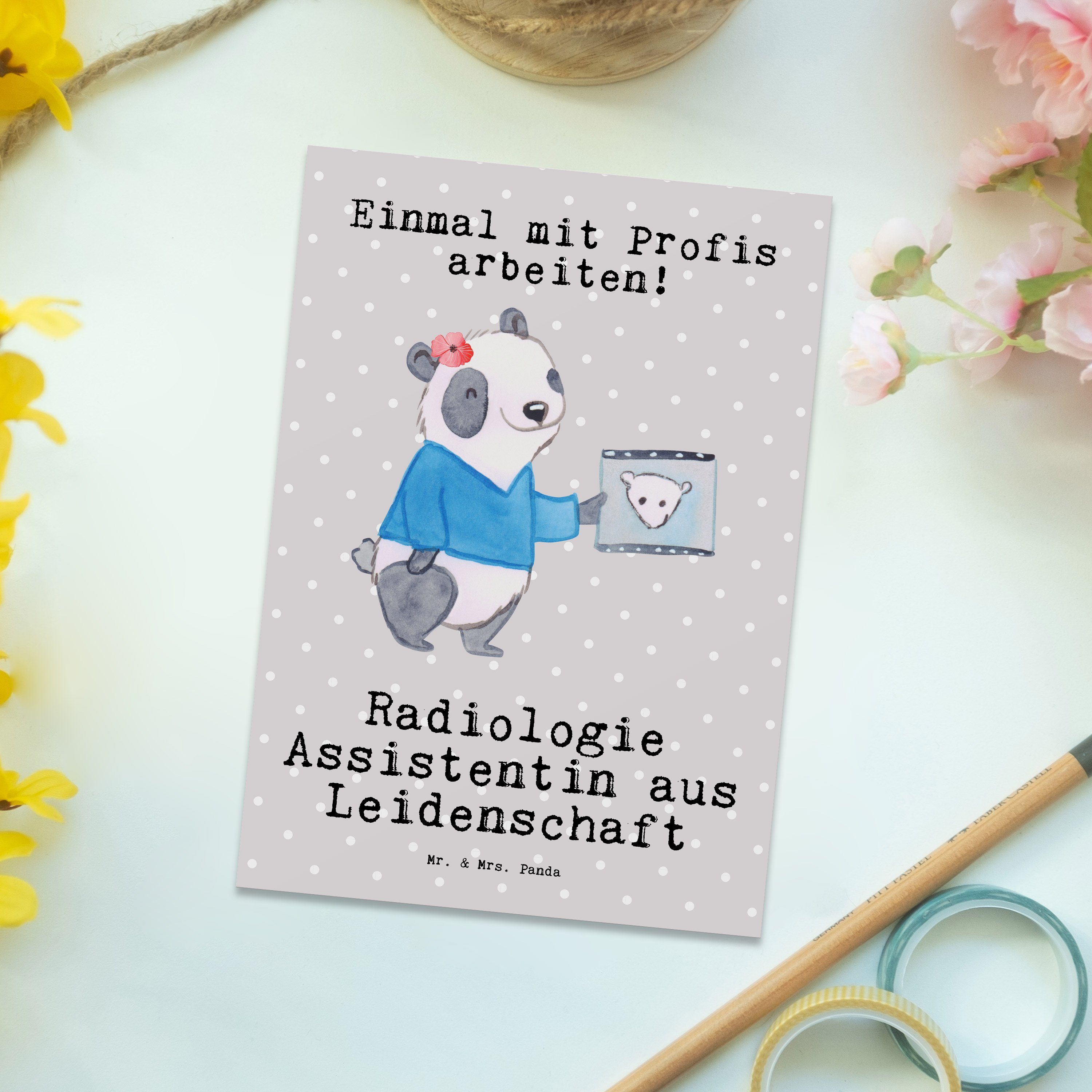 Mr. Radiologie Pastell Leidenschaft Assistentin Ei Mrs. & Panda Grau Geschenk, Postkarte aus - -