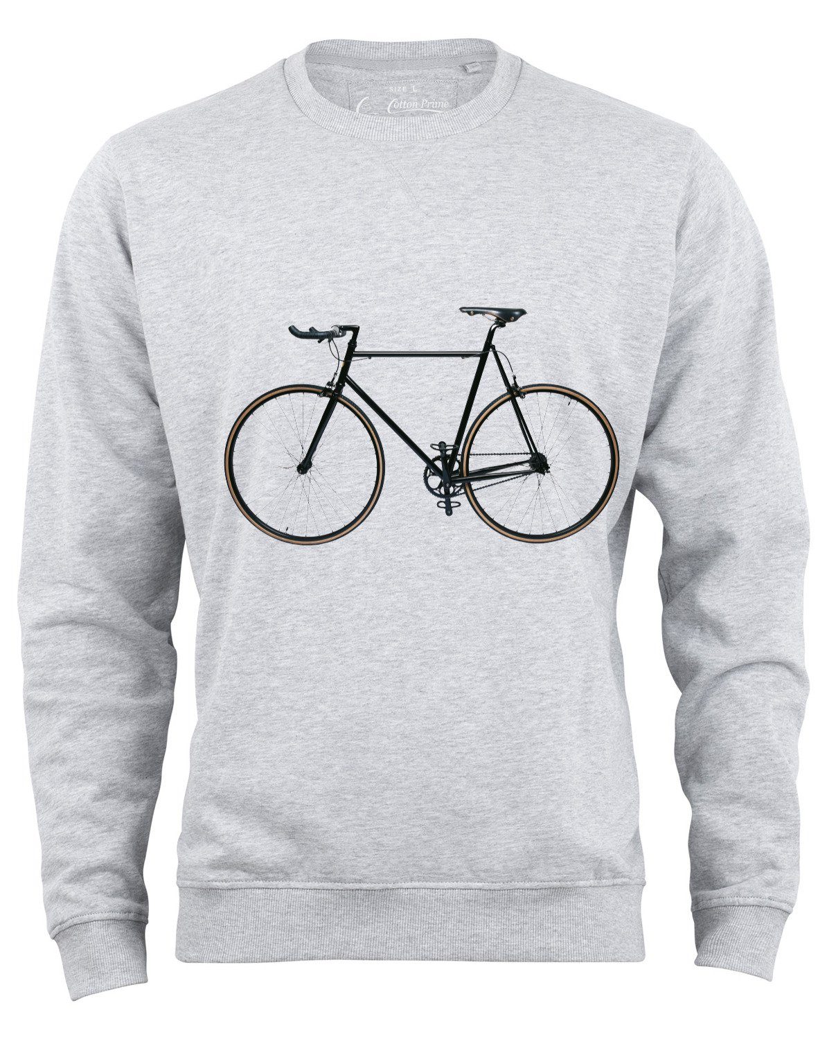 weichem mit Cotton Bike-Fahrrad Innenfleece Grau-Melange Sweatshirt Prime®