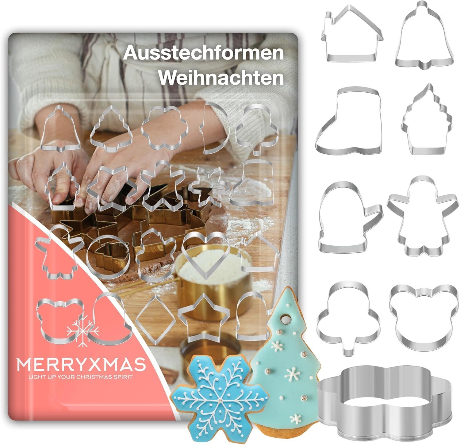 MerryXmas Ausstechform 20 Weihnachts-Ausstechformen aus Metall für Plätzchen, (20er Set, 20-St., 20-teilig)
