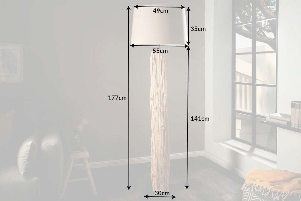 177cm Massivholz Stehlampe · · Maritim / Leuchtmittel, Wohnzimmer riess-ambiente Stehleuchte ohne natur, · · Handarbeit ROUSILIQUE beige