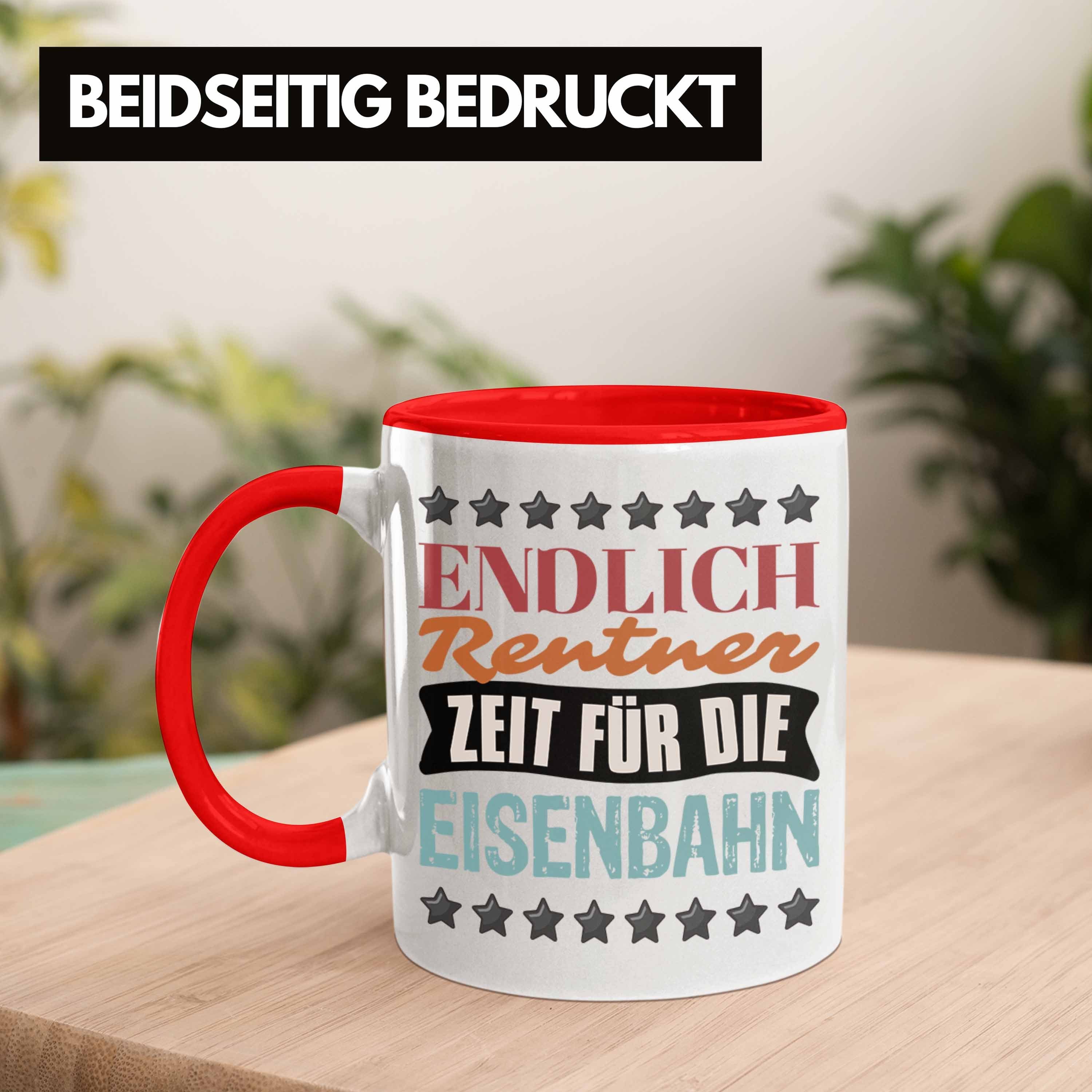 Trendation Tasse Rot für Geschenk Endli Eisenbahner Geschenkidee Tasse Modelleisenbahn-Fans