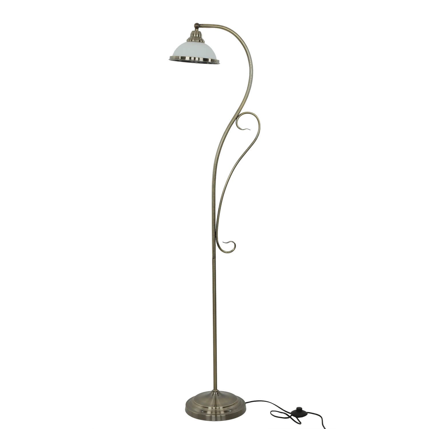 Licht-Erlebnisse Stehlampe ELISETT, ohne Leuchtmittel, Stehleuchte Wohnzimmer 158 cm verstellbarer Schirm Metall Glas