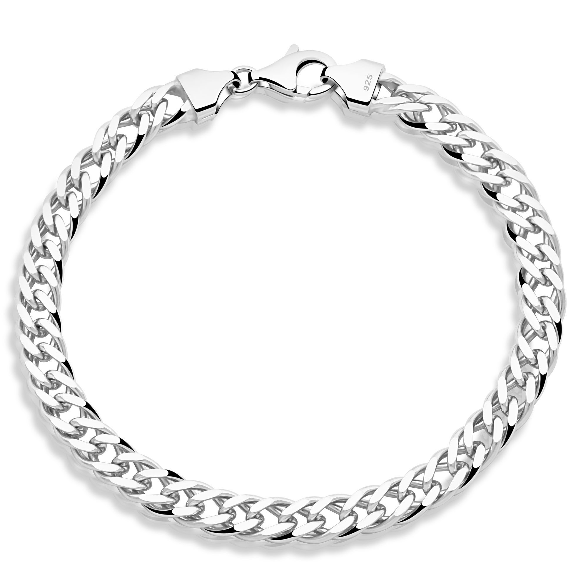 Silberarmband Doppelpanzerarmband 6 mm 925er Sterling Silber Massiv Rhodiniert