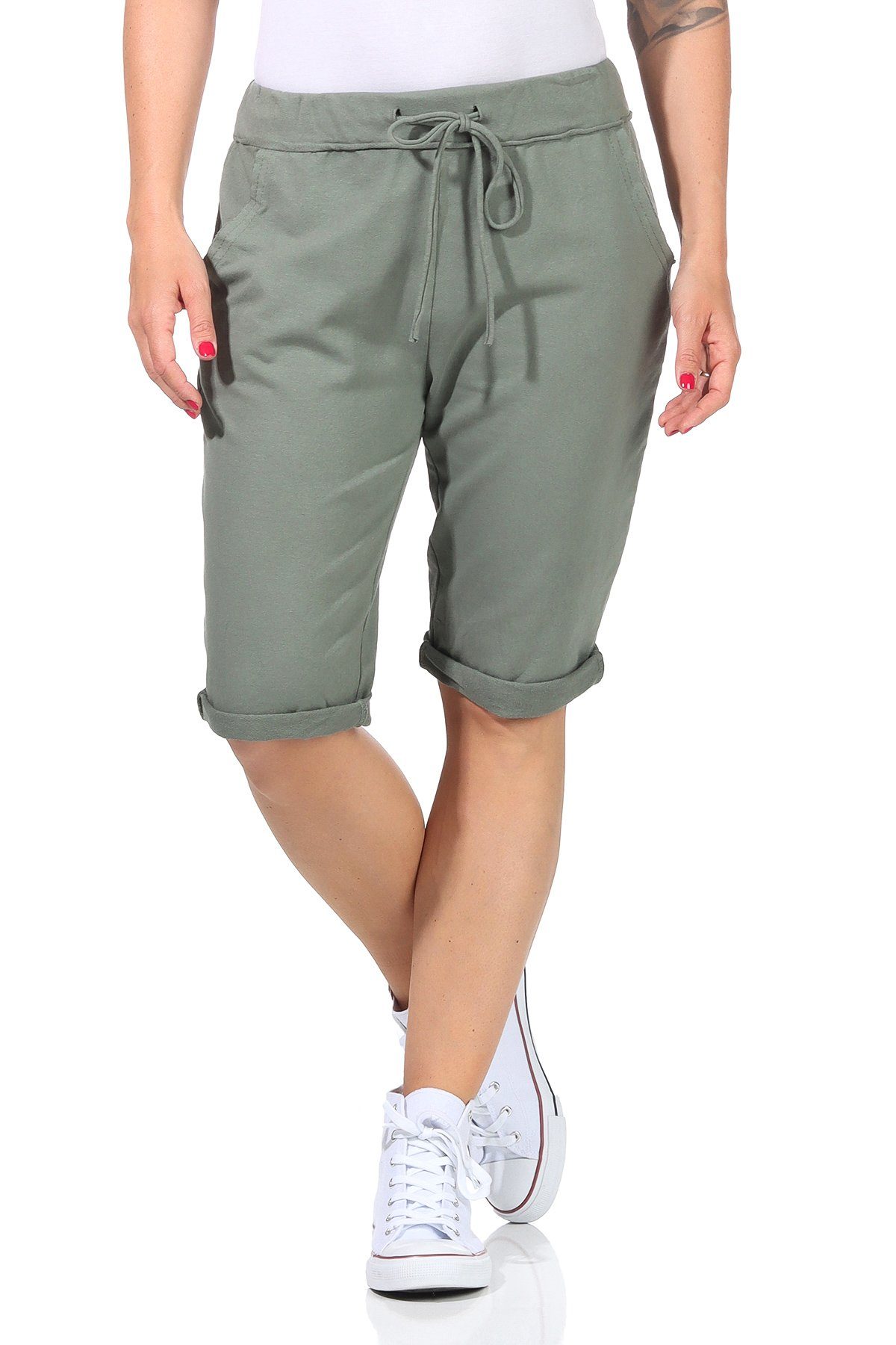 CLEO STYLE Bermudas Sweat Bermuda 1212 Oliv 42-46 günstig online kaufen