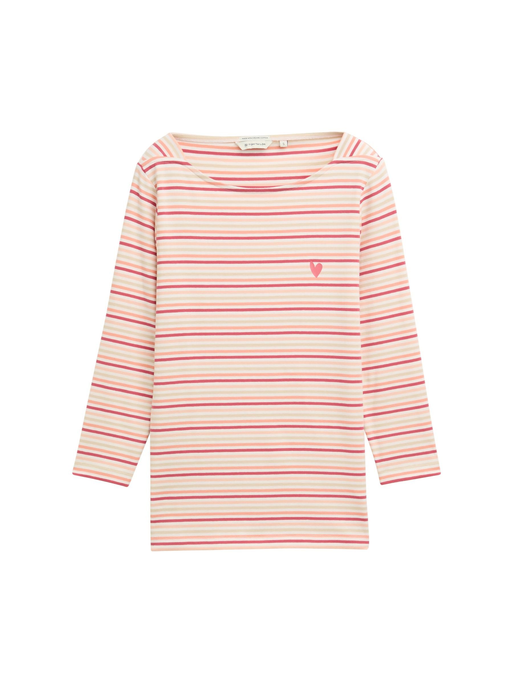 TOM TAILOR T-Shirt Gestreiftes mit Herz-Logo auf der Brust Langarmshirt mit günstig online kaufen