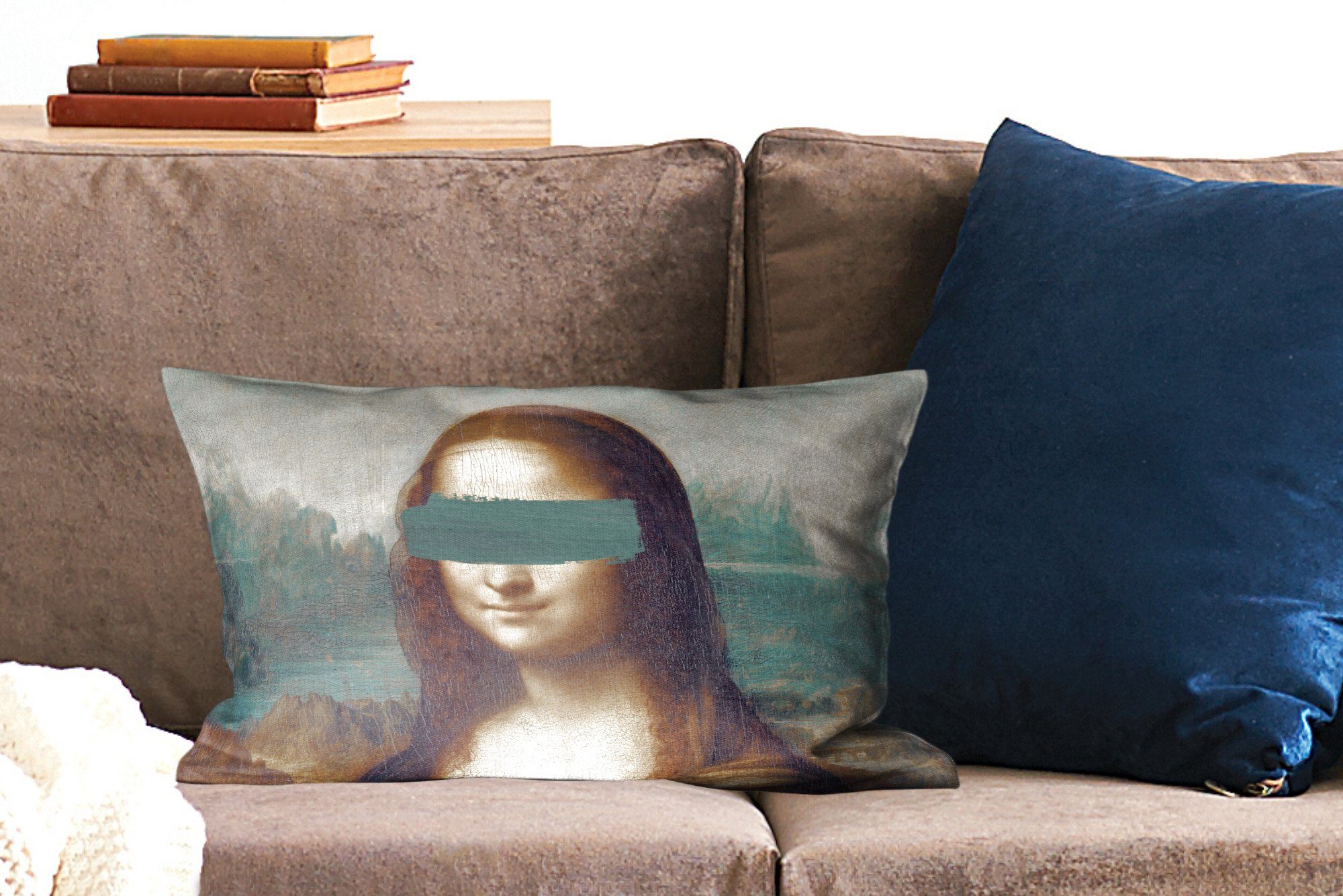 Lisa Zierkissen, da Dekoration, mit Vinci Gemälde, Leonardo Mona Dekokissen Füllung, Dekokissen Wohzimmer Schlafzimmer - - MuchoWow