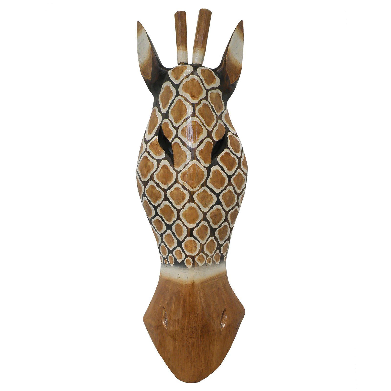 maDDma Dekohänger Wandmaske Giraffe, 50cm, handgeschnitzt und handbemalt, Fair Trade, Wandmaske Giraffe - 50 cm | Dekohänger