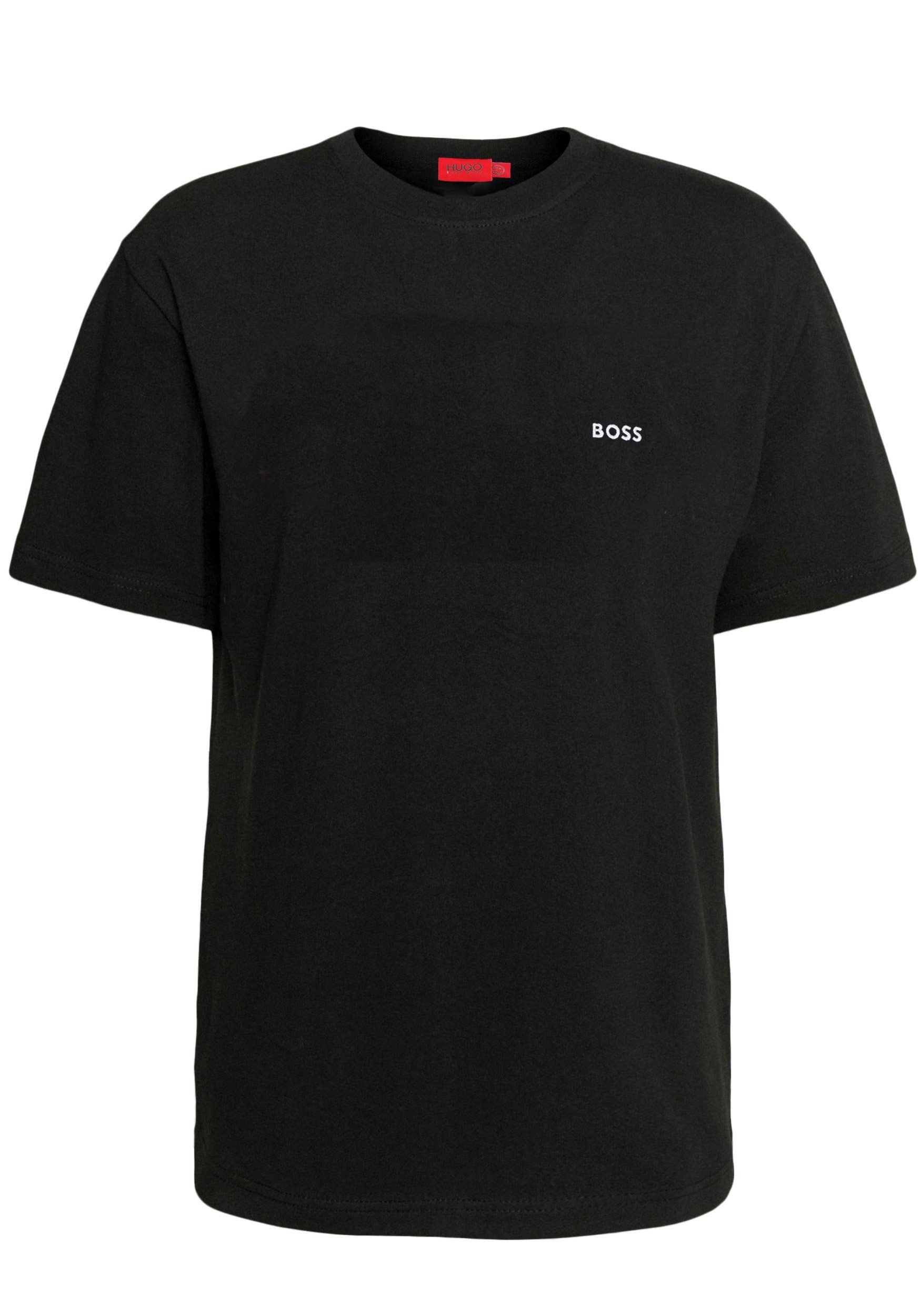 BOSS T-Shirt Hugo Logo Brust mit Print Boss der Size Big auf