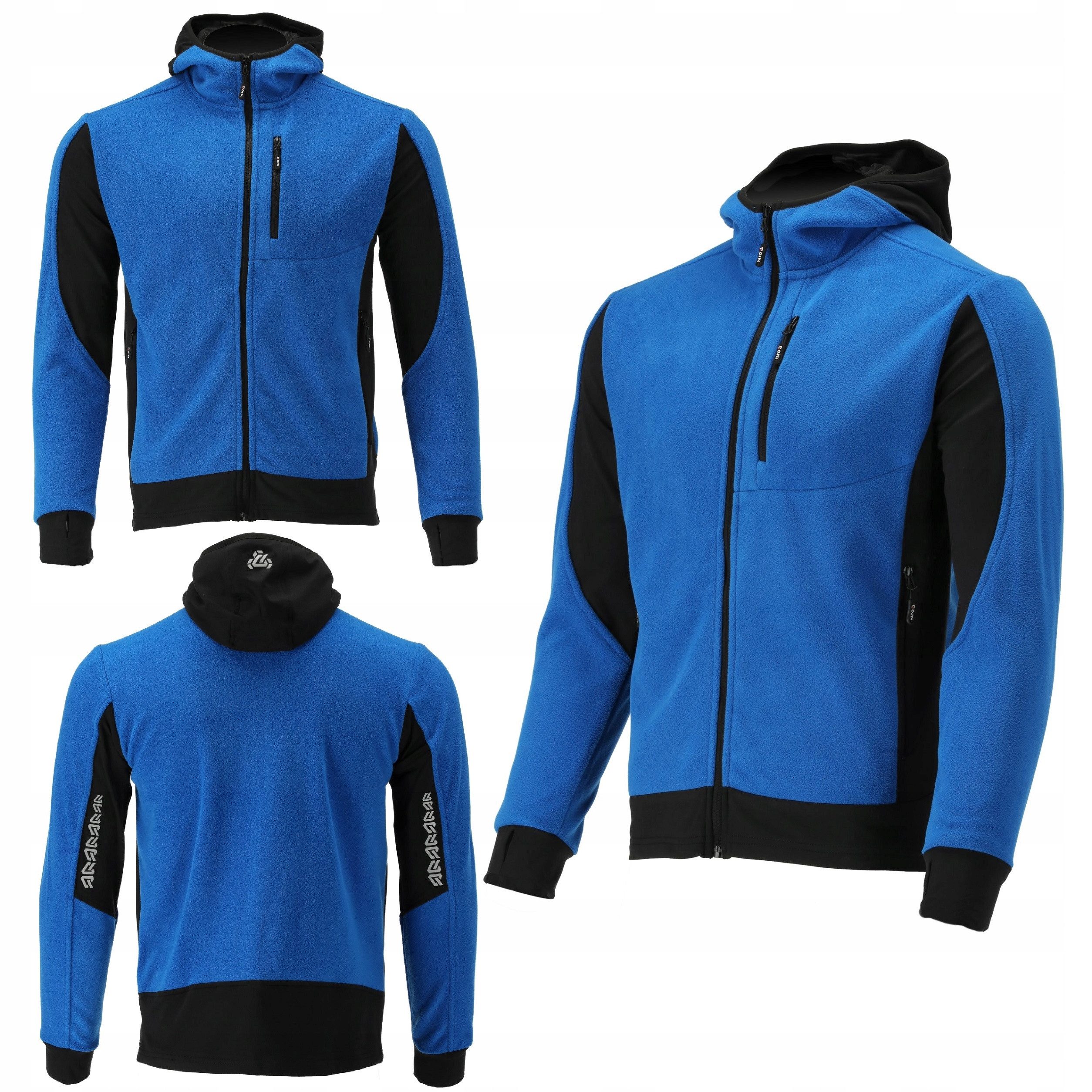 Kapuzenpullover Fleece Kapuzenpulli, Hoodie mit Reißverschluss Gr. S blau-schwarz