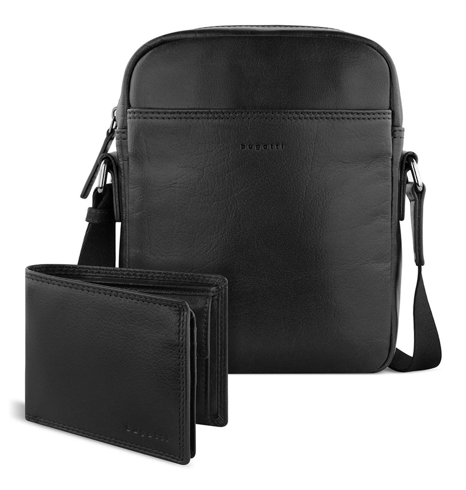 bugatti Umhängetasche Crossover Bag + Wallet (Set, 2-tlg), aus echtem Büffelleder