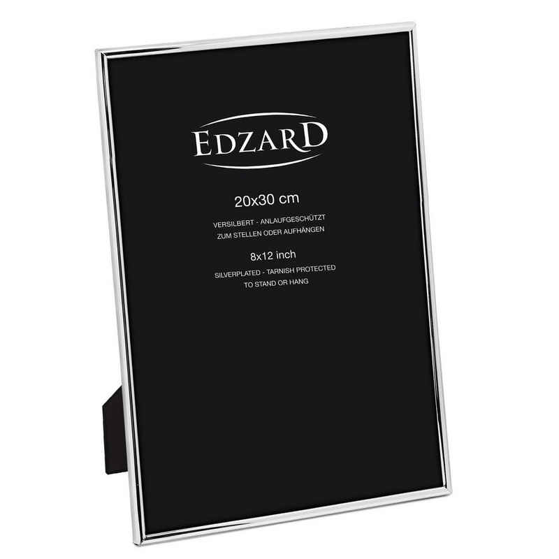 EDZARD Bilderrahmen Genua, für 20x30 cm Foto (ca. A4) - edel versilberter Fotorahmen, Rahmen für Foto zum Hinstellen und Aufhängen