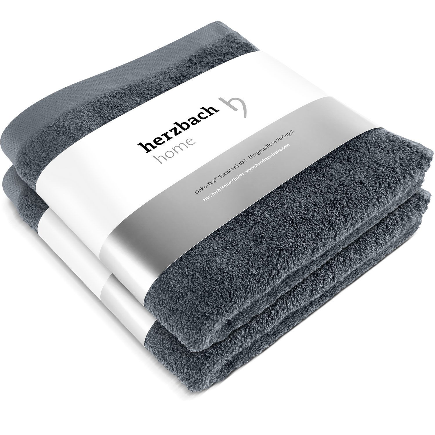 herzbach home Handtuch Set Pura 50x100 cm, (2-St), 550g/m², Premium-Qualität, 100% Baumwolle, einfarbig