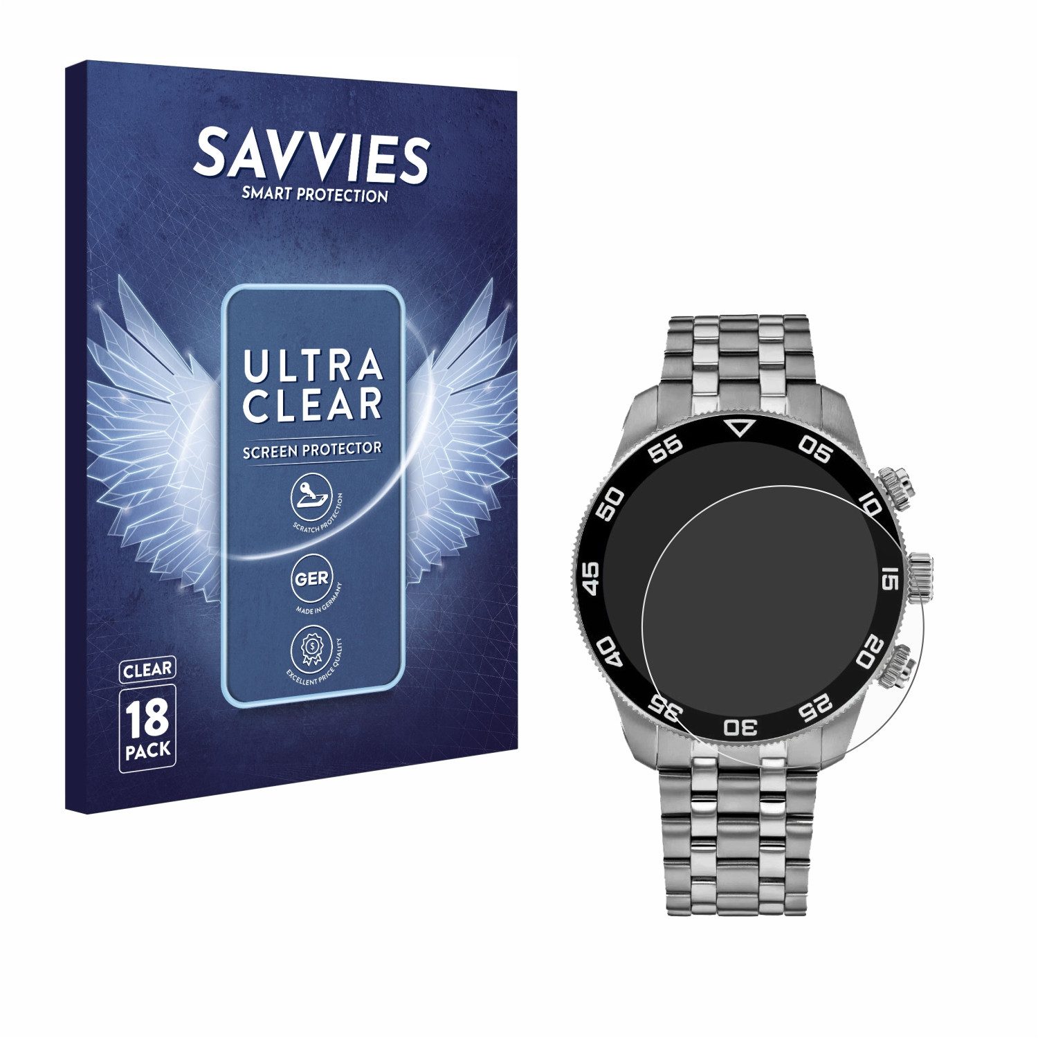 Savvies Displayschutzfolie Schutzfolie für Tommy Hilfiger TH85 1792156, 18 Stück, Displayschutz Schutz Folie Klar Transparent