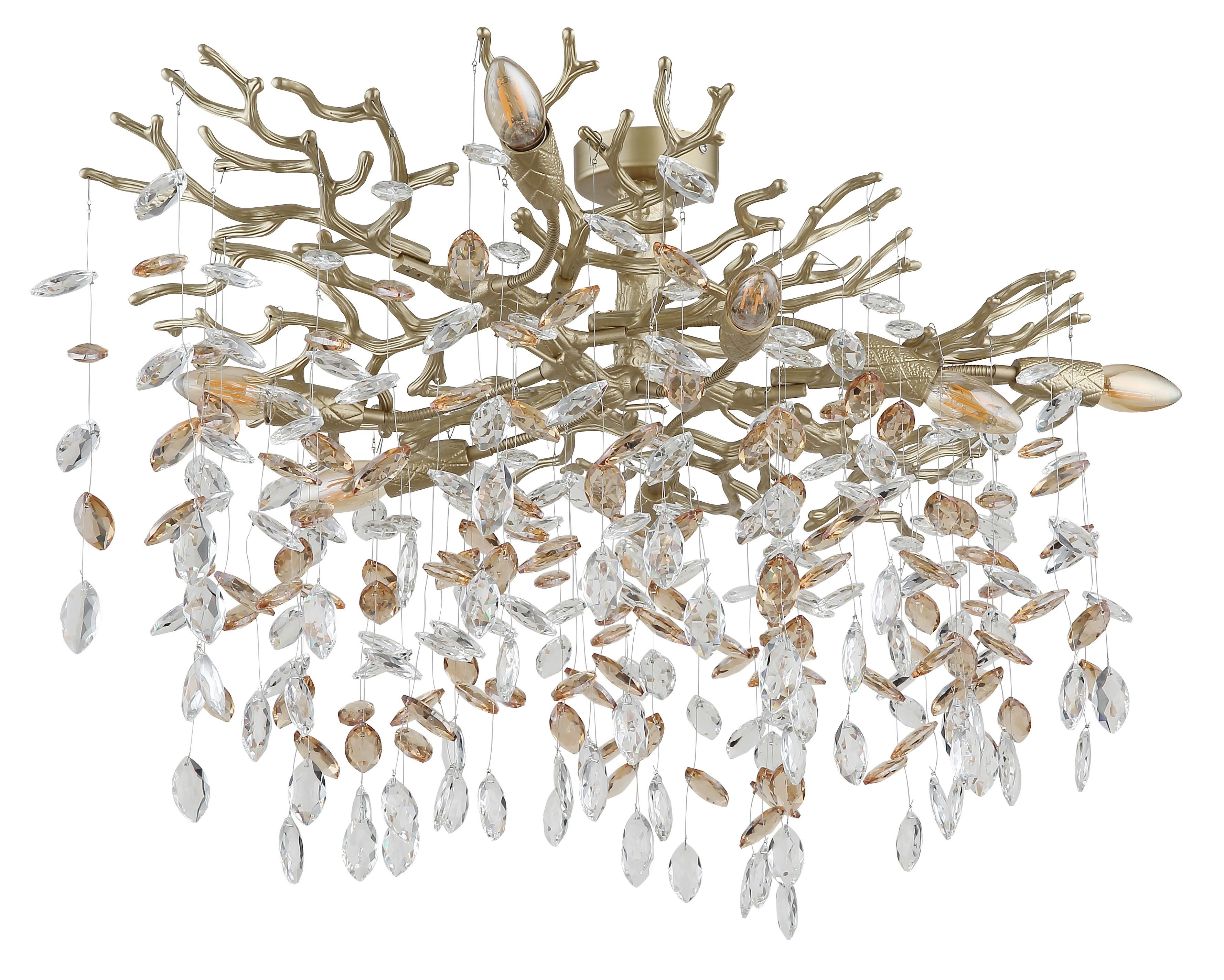 GLOBO LIGHTING Deckenleuchte QUEENA, ohne Leuchtmittel, Deckenleuchte gold Kristall, E14, elegant, flexibler Look