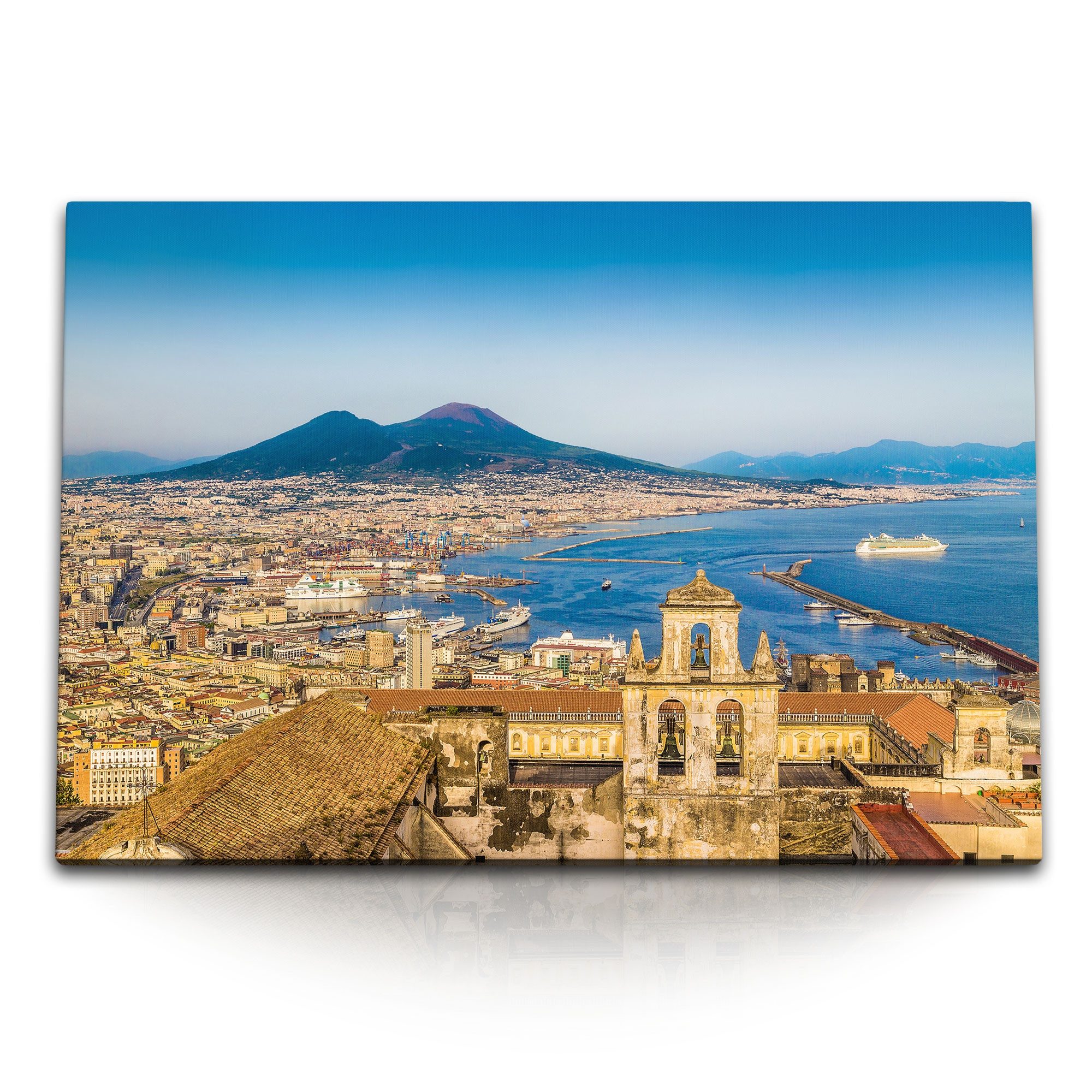 Leinwandbild 120x80cm Wandbild auf Leinwand Kampanien Italien Küstenstadt Meer Vulk