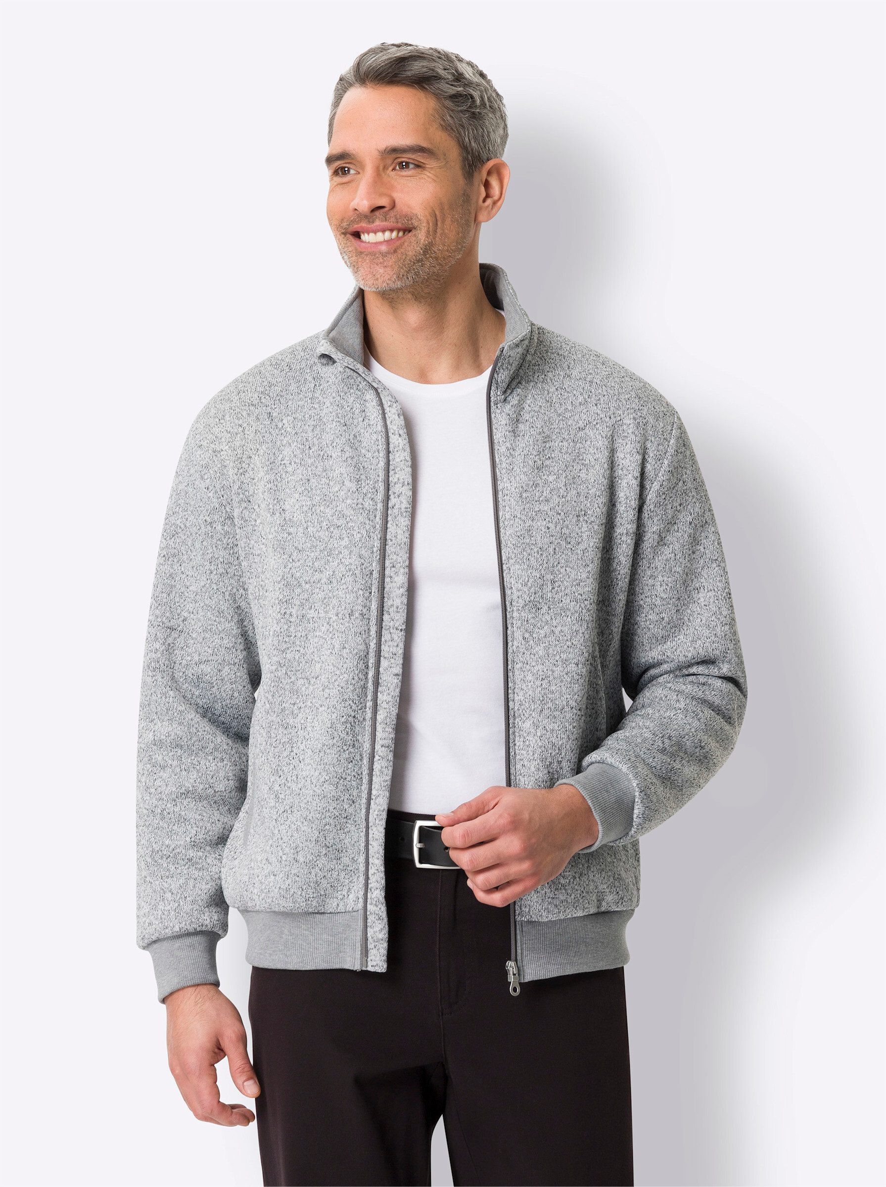 Sieh an! Trainingsshirt Strickfleece-Jacke Langarm