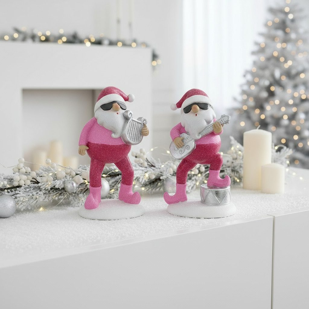 MF Weihnachtsfigur Weihnachtsmänner Matthew 2er Set Pink Glitzer Handbemalt (2 St)