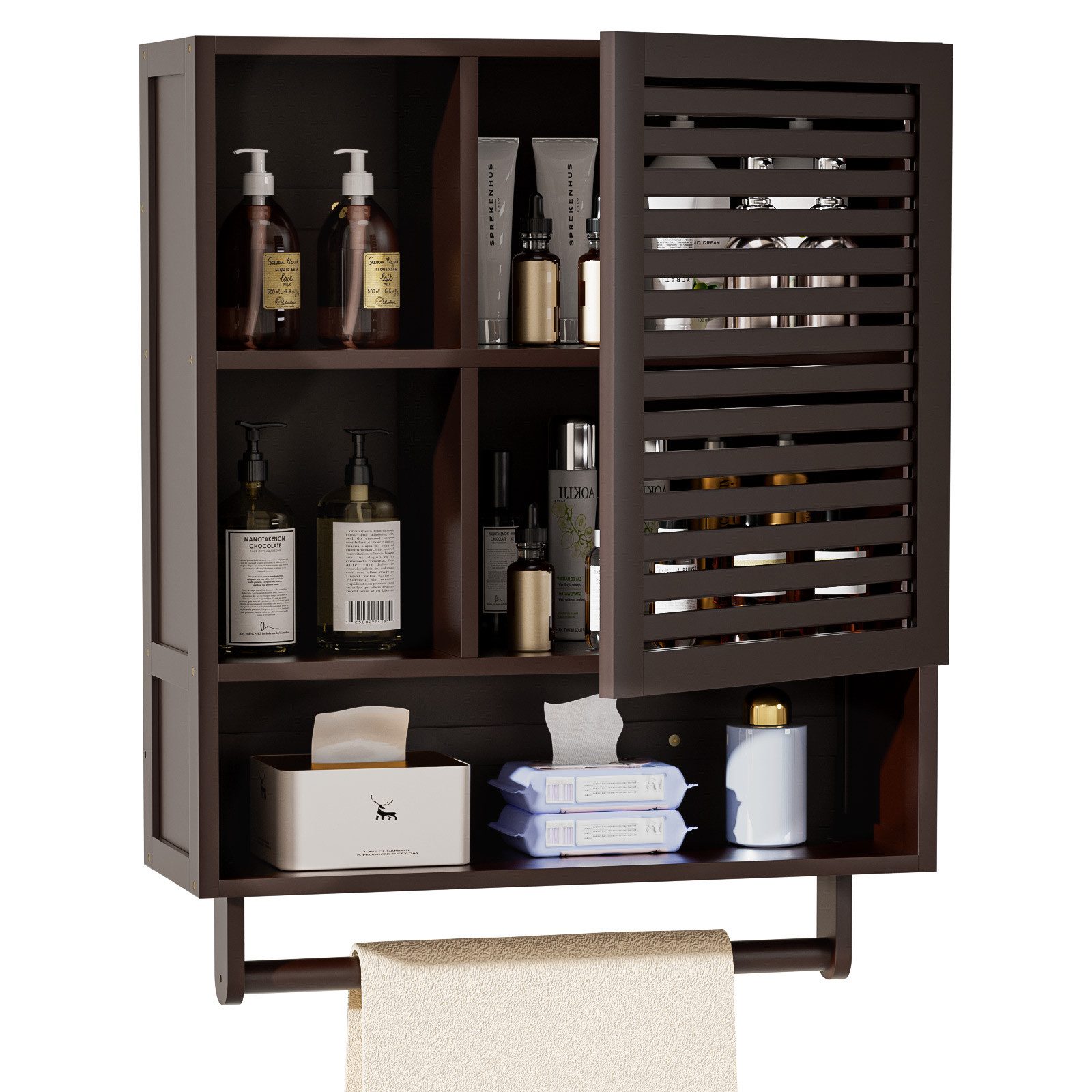 Yorbay Hängeschrank Bambus Badezimmerschrank Medizinschrank (56x20x70 günstig online kaufen