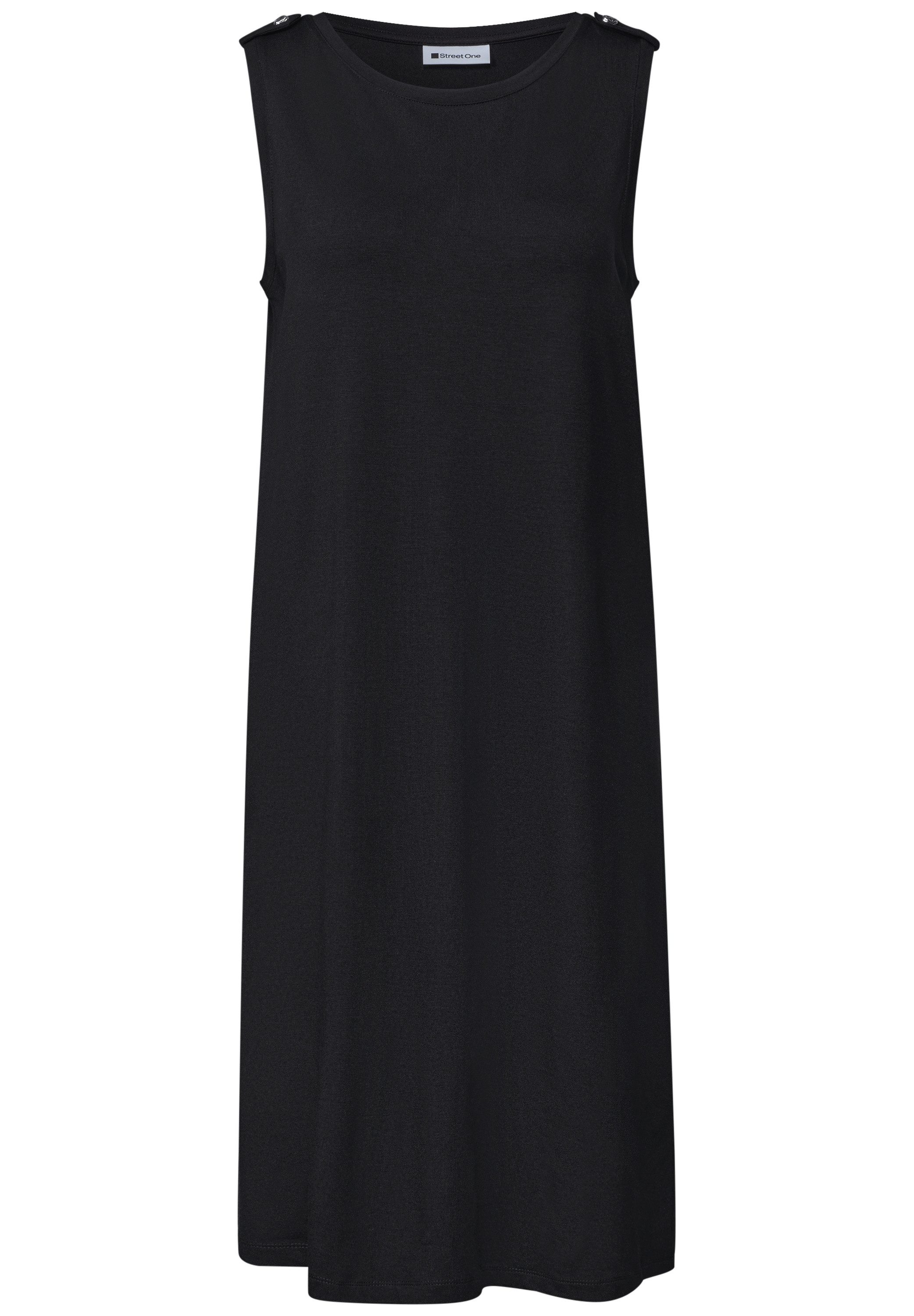STREET ONE Jerseykleid Ärmelloses Sommerkleid mit Rundhals und Knopfdetail