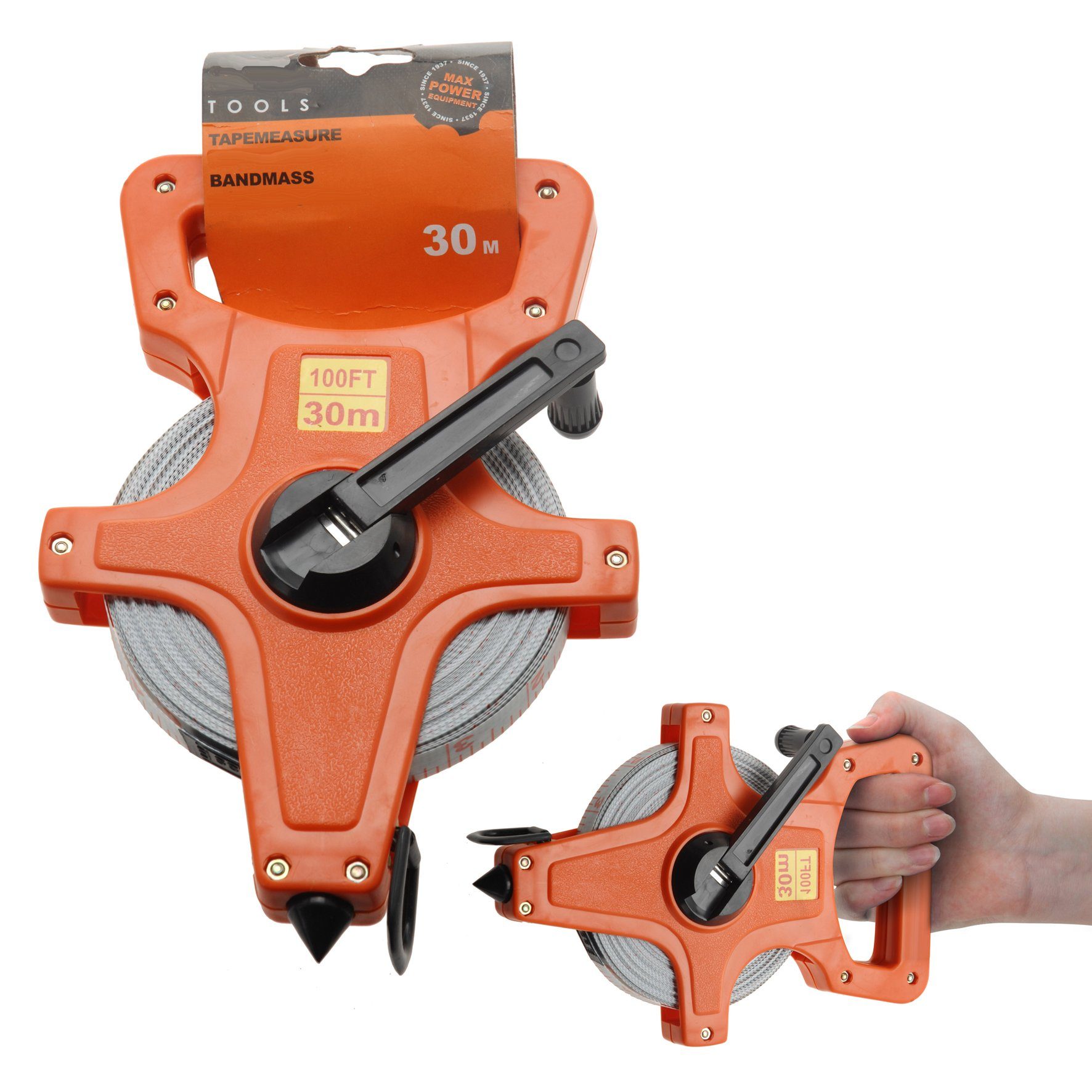 BigDean Rollbandmaß 30m Rollmaßband Rollenmaßband Maßband Bandmaß Roll