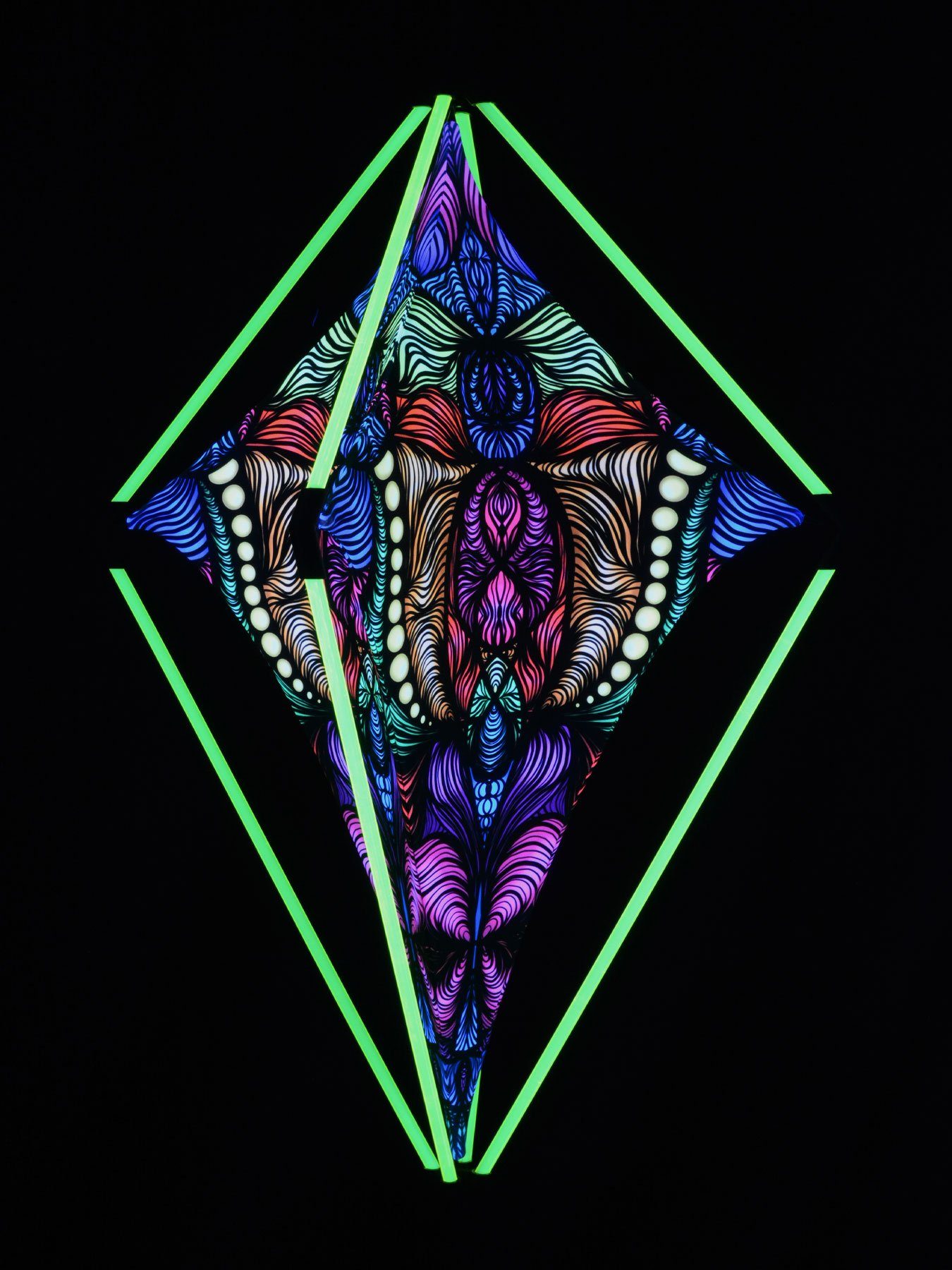 PSYWORK Wanddekoobjekt Field Schwarzlicht Grün leuchtet Dekoobjekt "Magnetic Schwarzlicht Green", Neon UV-aktiv, unter snap-2gether