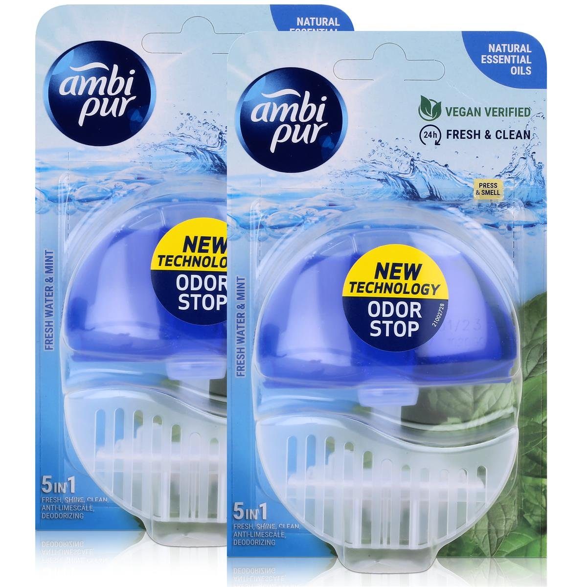 ambi pur WC-Duftspüler Ambi Pur WC-Frische Fresh Water & Mint 55ml - Lufterfrischer (2er Pack