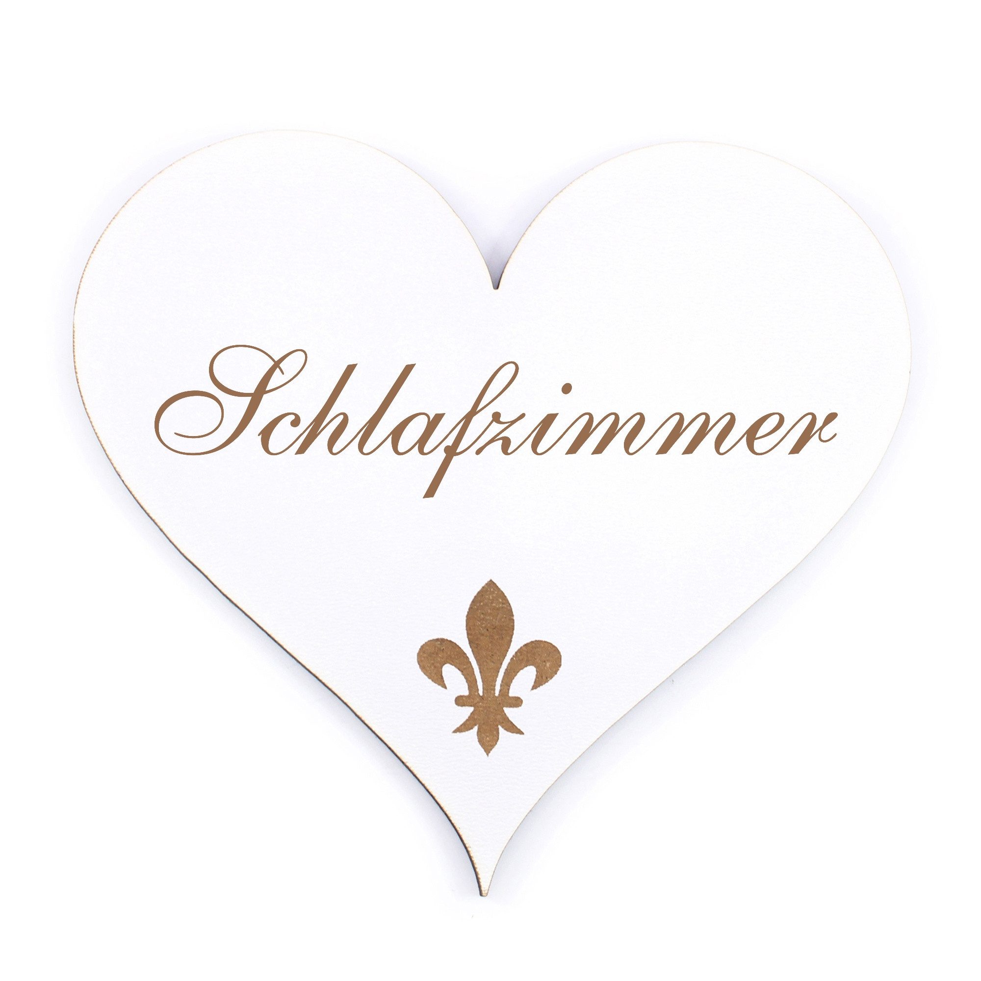 Dekolando Hinweisschild Türschild Herz - Schlafzimmer - Schild 13 x 12 cm - Schilder Türschild