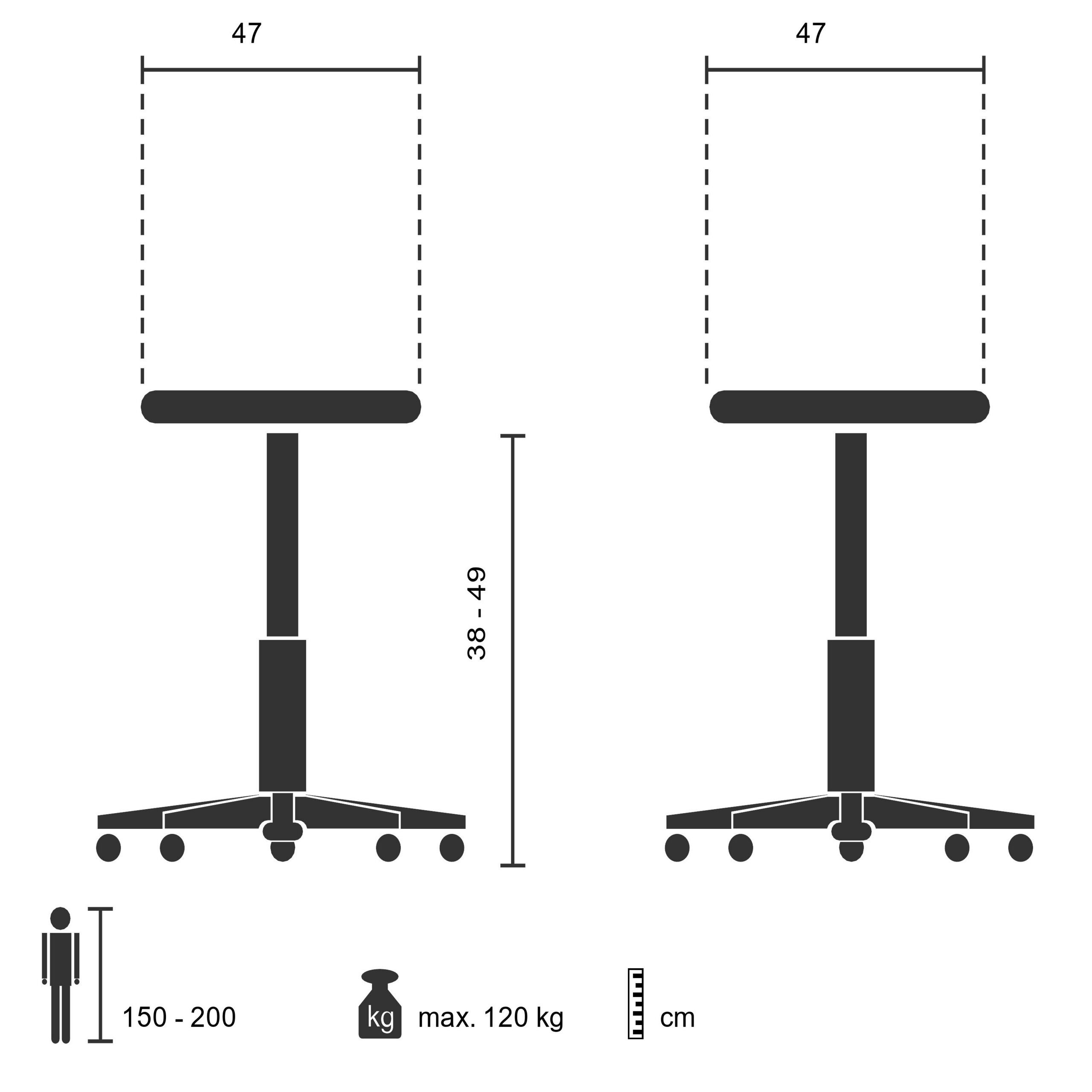 hjh OFFICE Polsterhocker SARANTO Hocker Kunstleder Höhe 38.0 - 49.0 cm, Hocker gepolstert