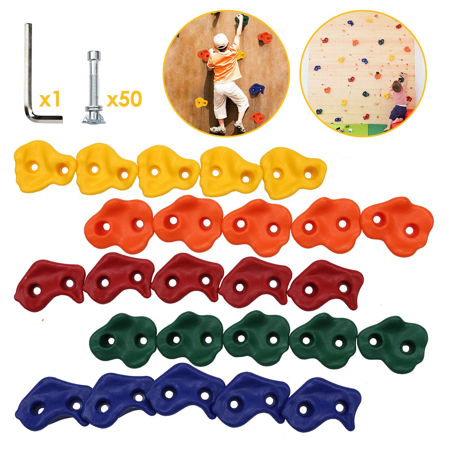 Clanmacy Klettergriff Klettergriffe für Spielturm Kletterwand Klettersteine Boulderwand (10-St)