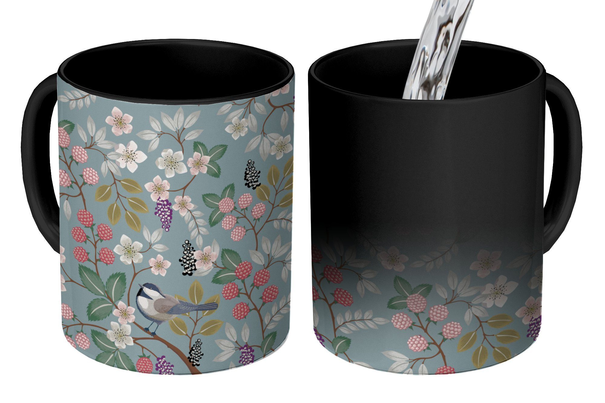 MuchoWow Tasse Blumen Geschenk Keramik, - Kaffeetassen, Teetasse, Zaubertasse, Muster, - Farbwechsel, Illustration