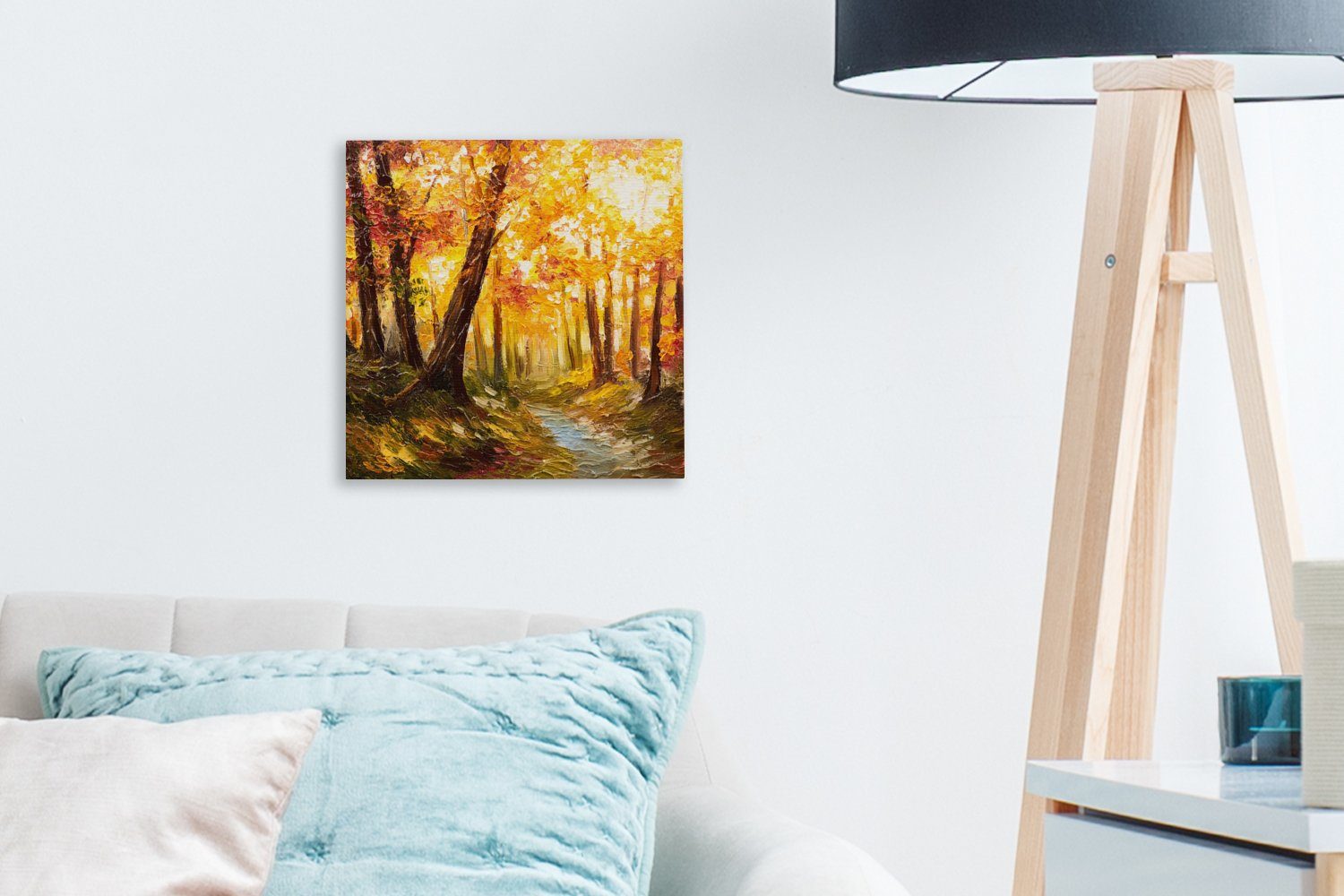 für - Ölgemälde, St), Wald - Herbst (1 - Bilder Schlafzimmer Wohnzimmer Gemälde Leinwand OneMillionCanvasses® Gemälde