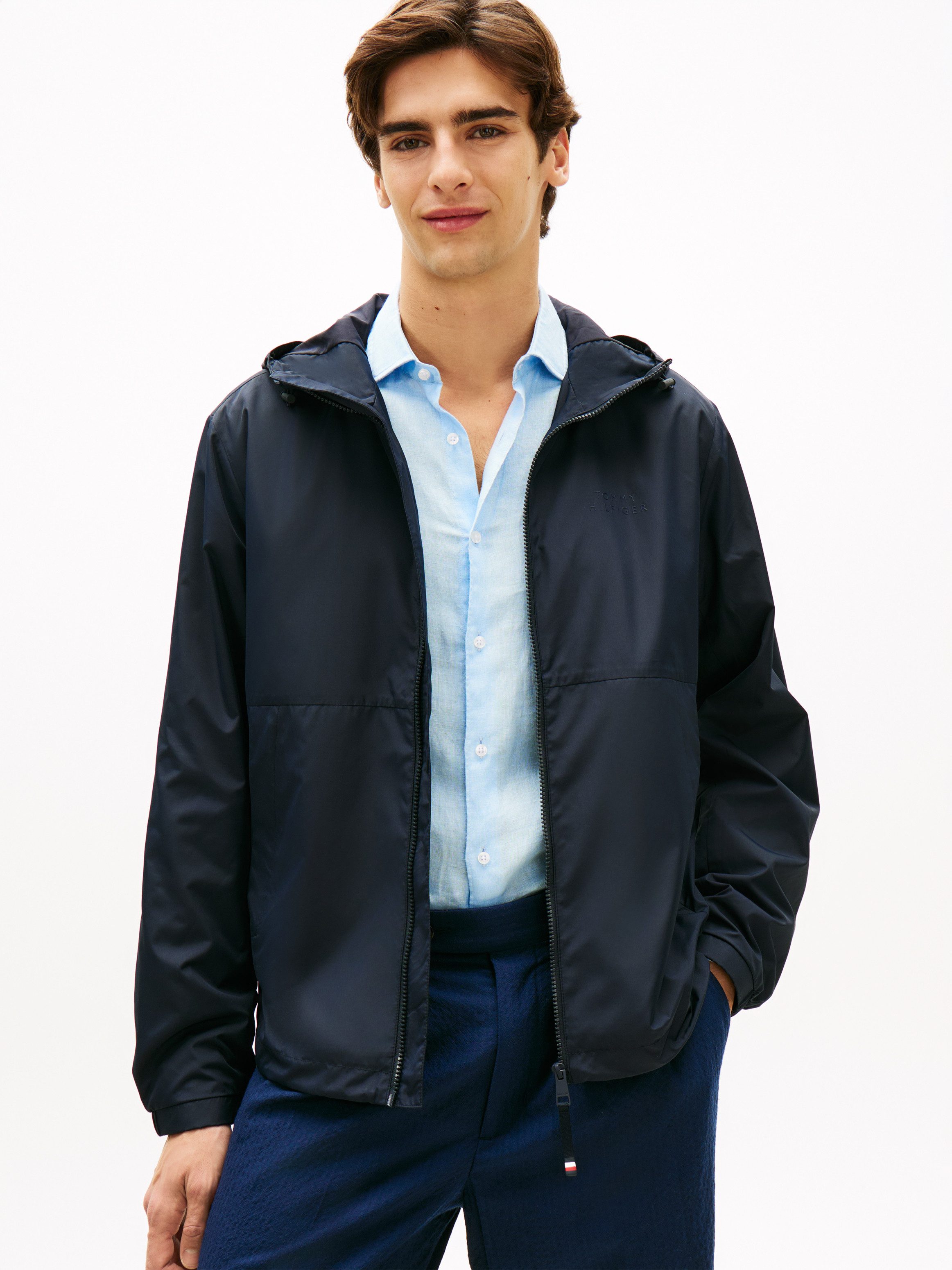 Tommy Hilfiger Allwetterjacke BRANDED HOODED Windjacke Fahrradjacke Packable Regular fit mit Kapuze
