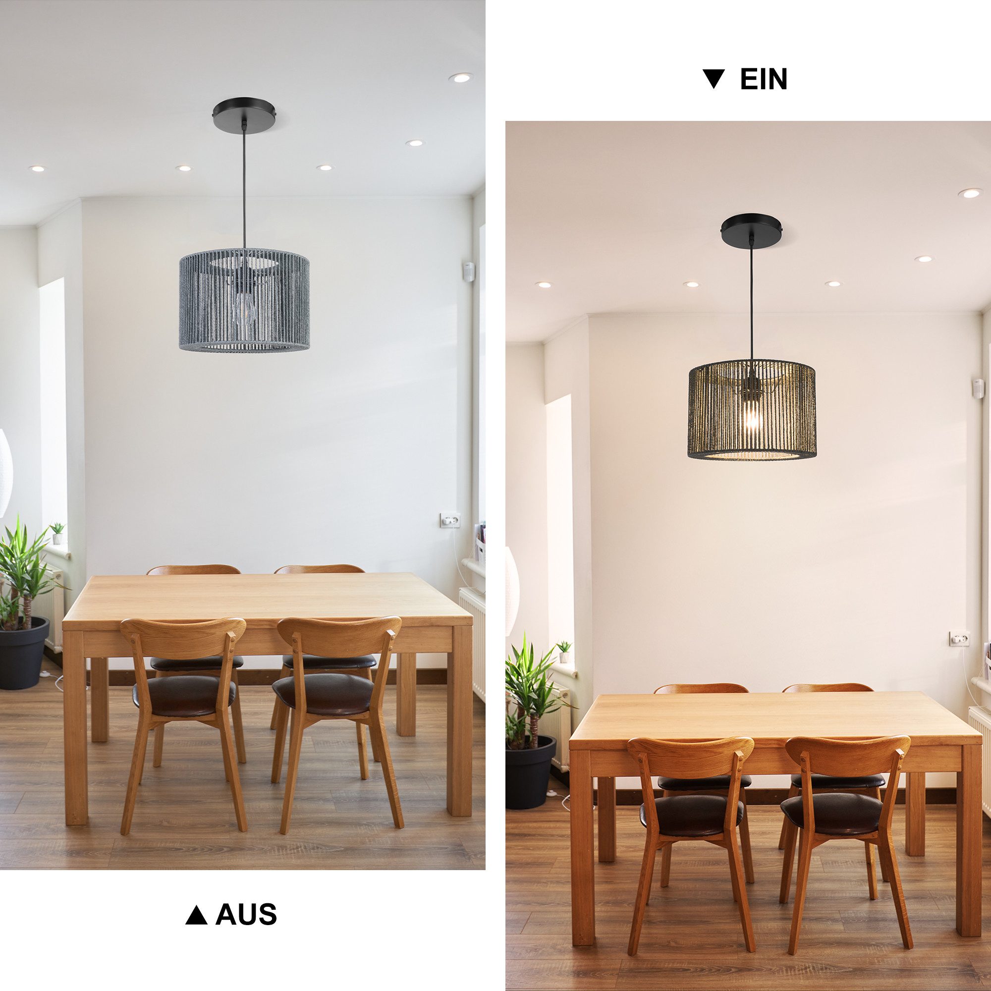 Zedelmaier Pendelleuchte Hängelampe hängend Deckenlampe E27x1/Max.40 W, ohne Leuchtmittel, ohne Leuchtmittel, Geeignet für Esszimmer Wohnzimmer Schlafzimmer Flur