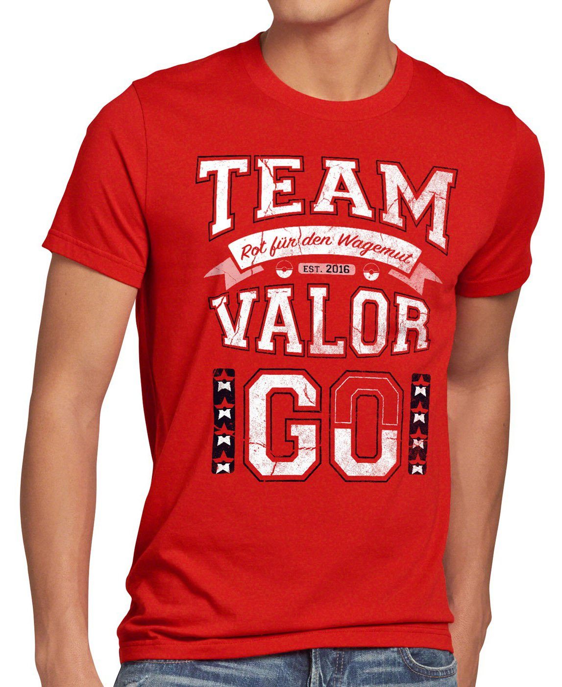style3 Print-Shirt Herren T-Shirt Team Mystic go catch em Wagemut spiel poke Rot app ball arena all