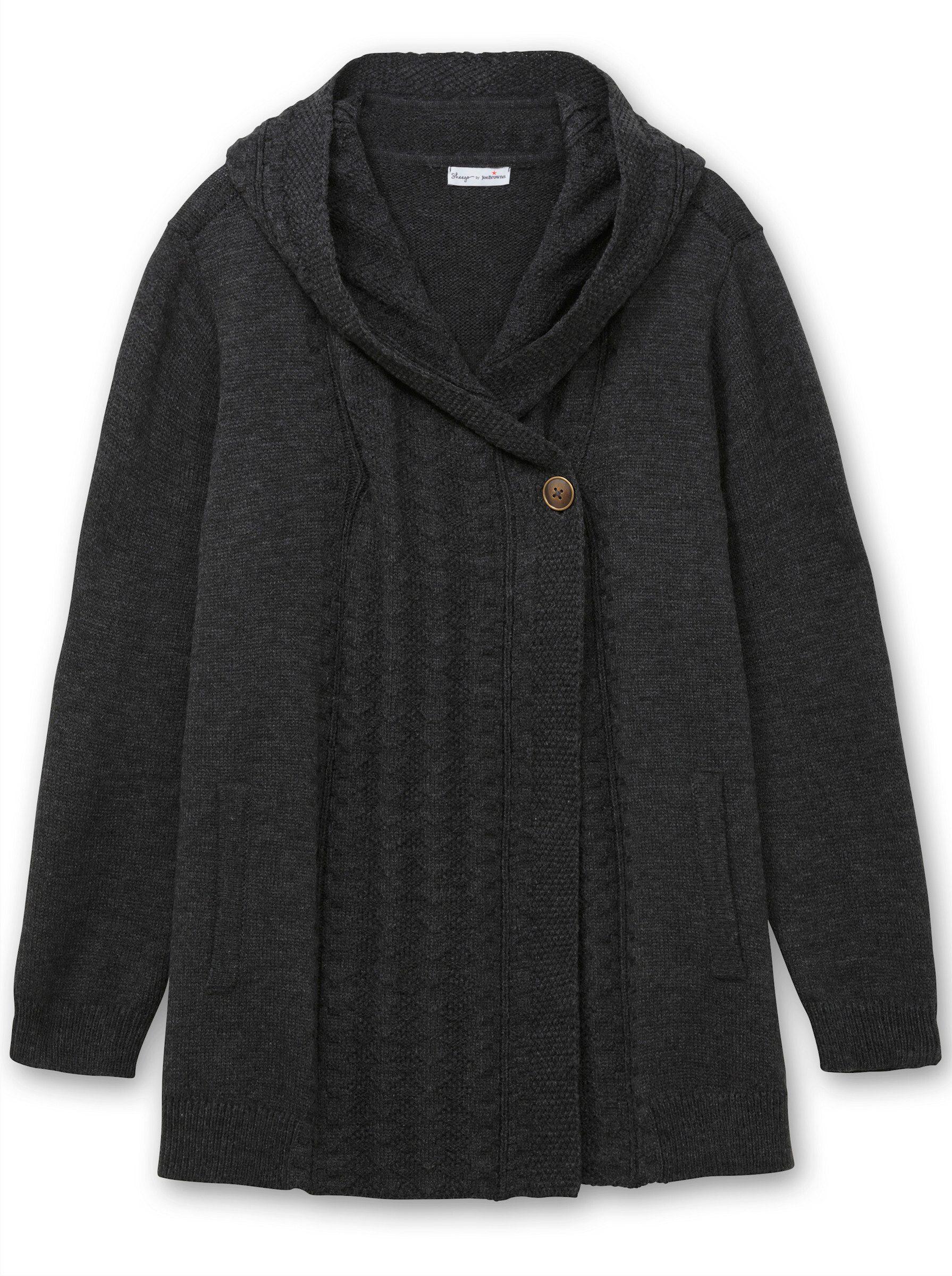 sheego by Joe Browns Strickjacke Cardigan Langarm mit Kapuze und Knopfverschluss – Bild 4 von 5