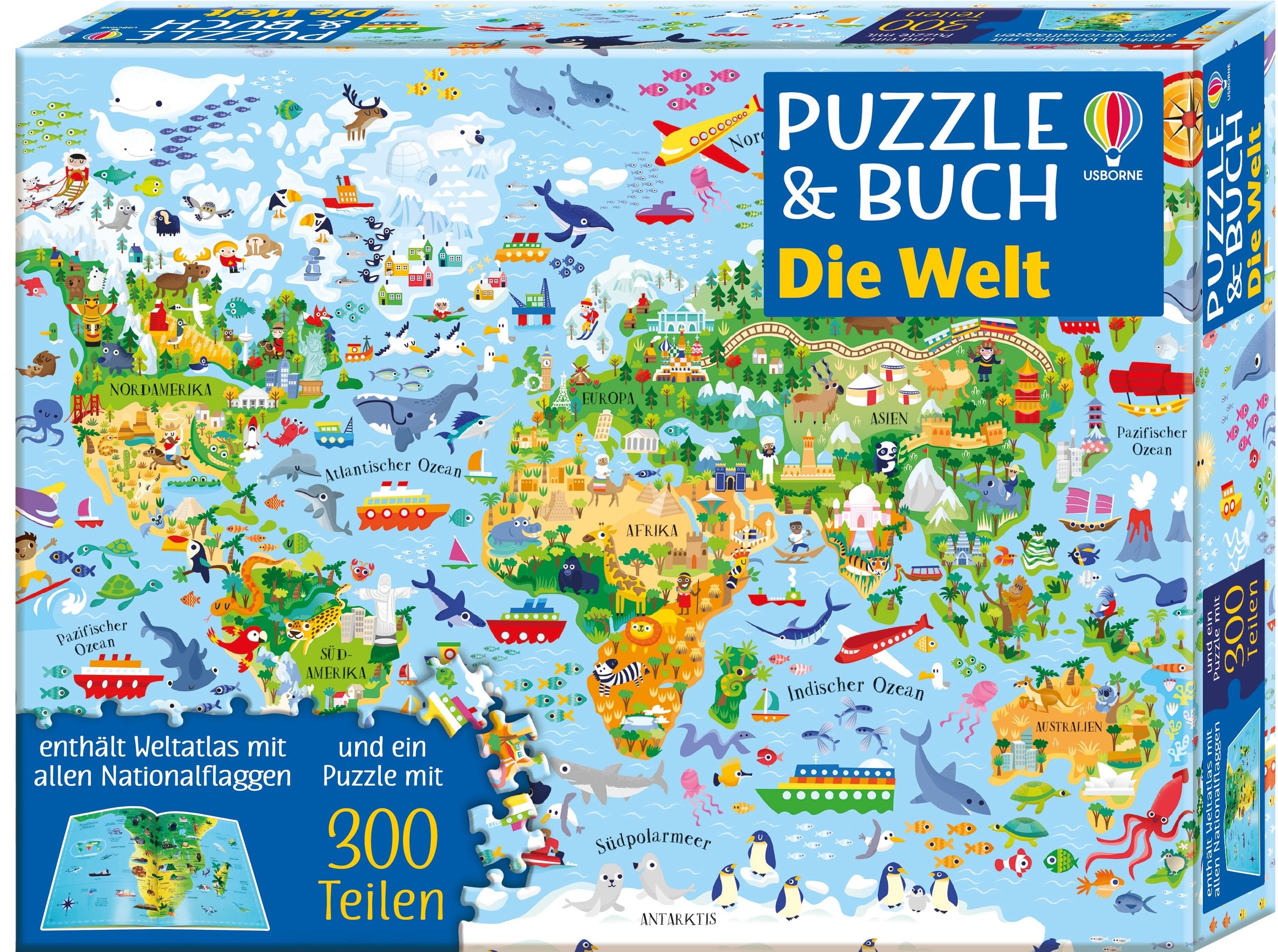 Usborne Verlag Puzzle Puzzle und Buch: Die Welt, Puzzleteile