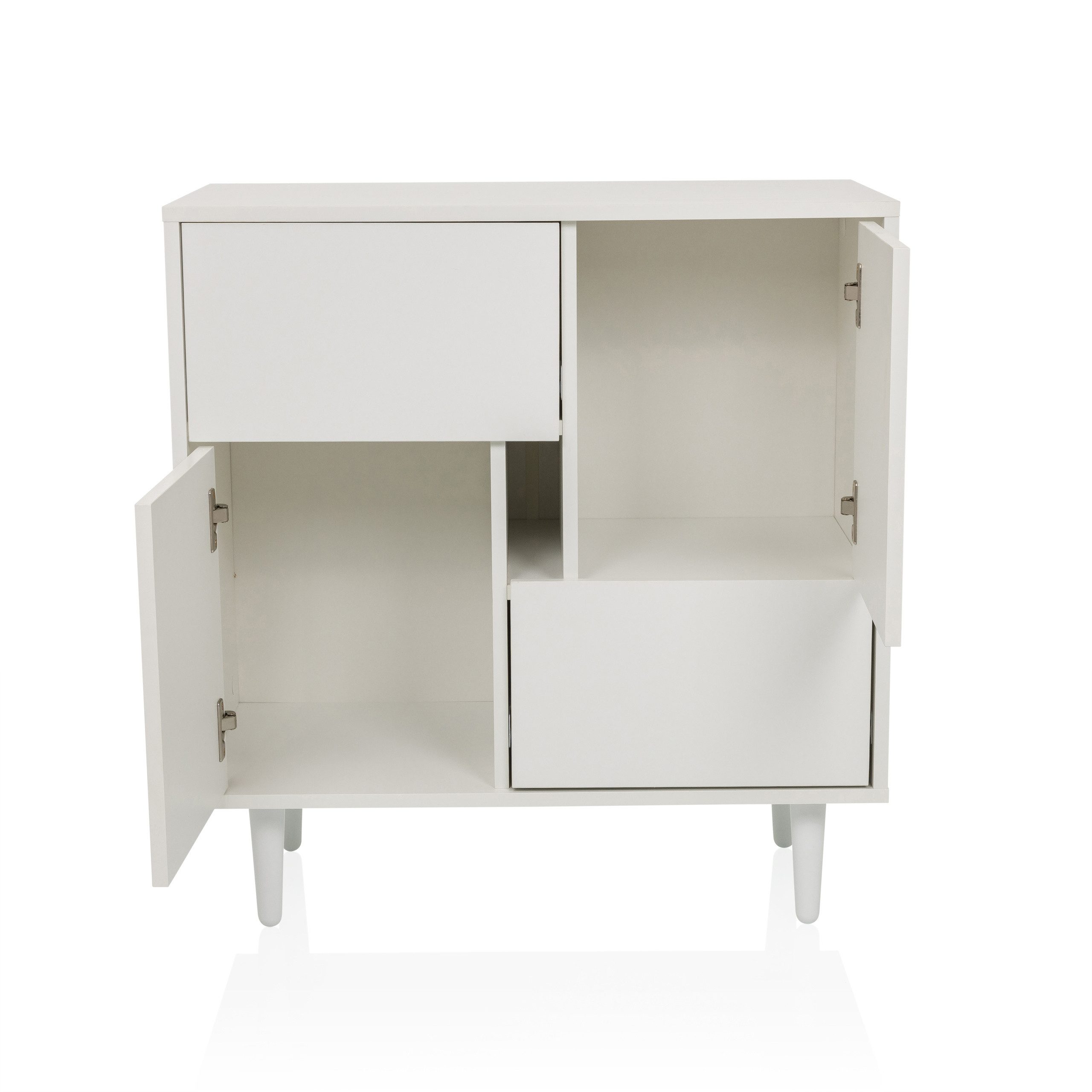 hjh LIVING Kommode LYKKJA Sideboard H/B/T: 77.0 x 72.0 x 39.5 cm, Sideboard mit 2 Schubladen und 2 Türen, Modernes Design, Grifflos