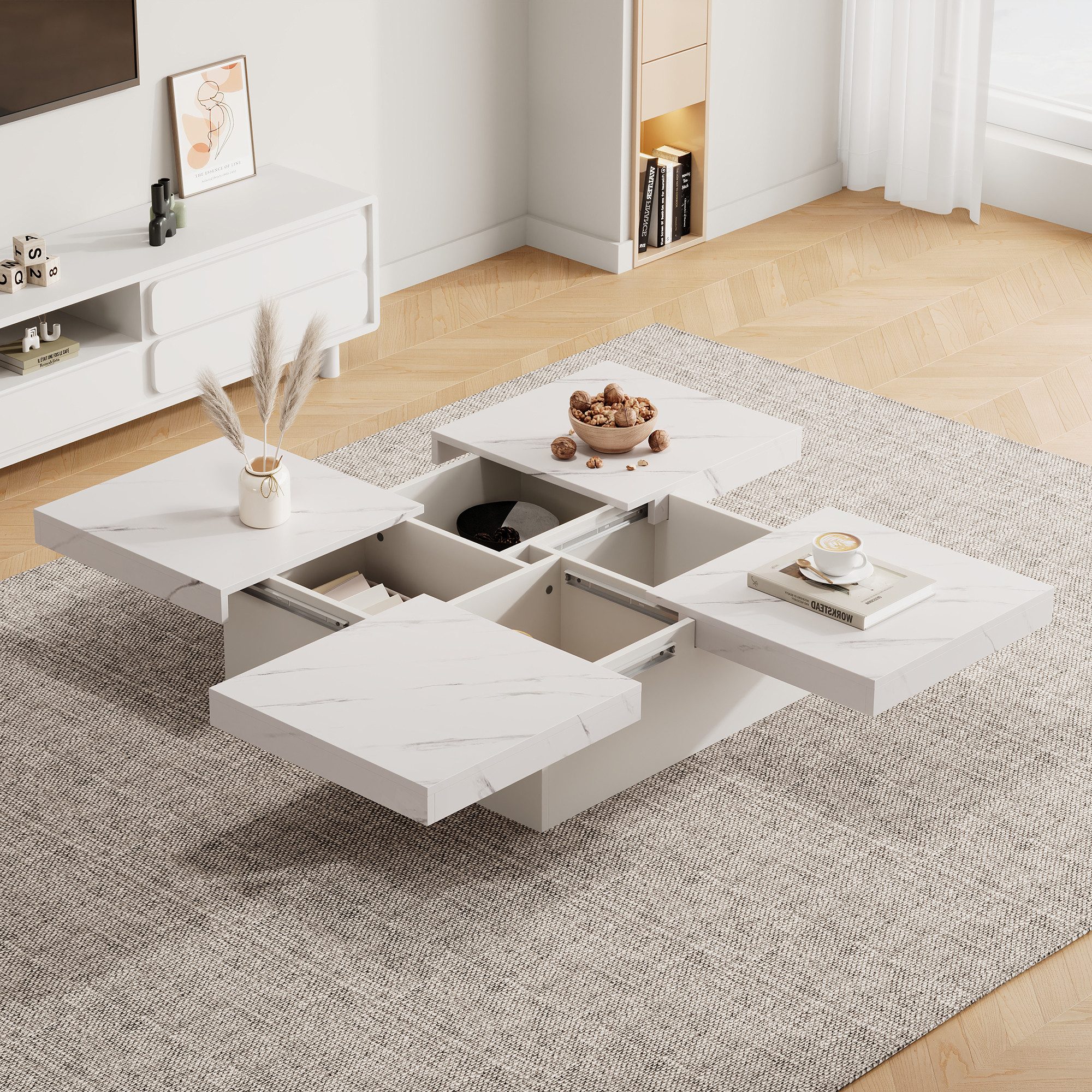 OKWISH Couchtisch Quadratischer Beistelltisch (Satztisch, Beistelltisch, günstig online kaufen