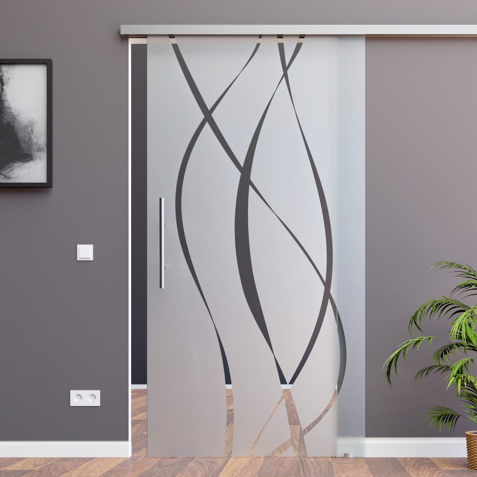 AMOD Glasschiebetür M6-GE420 (SlimLine, Komplett Set), mit Griffstange-42cm günstig online kaufen