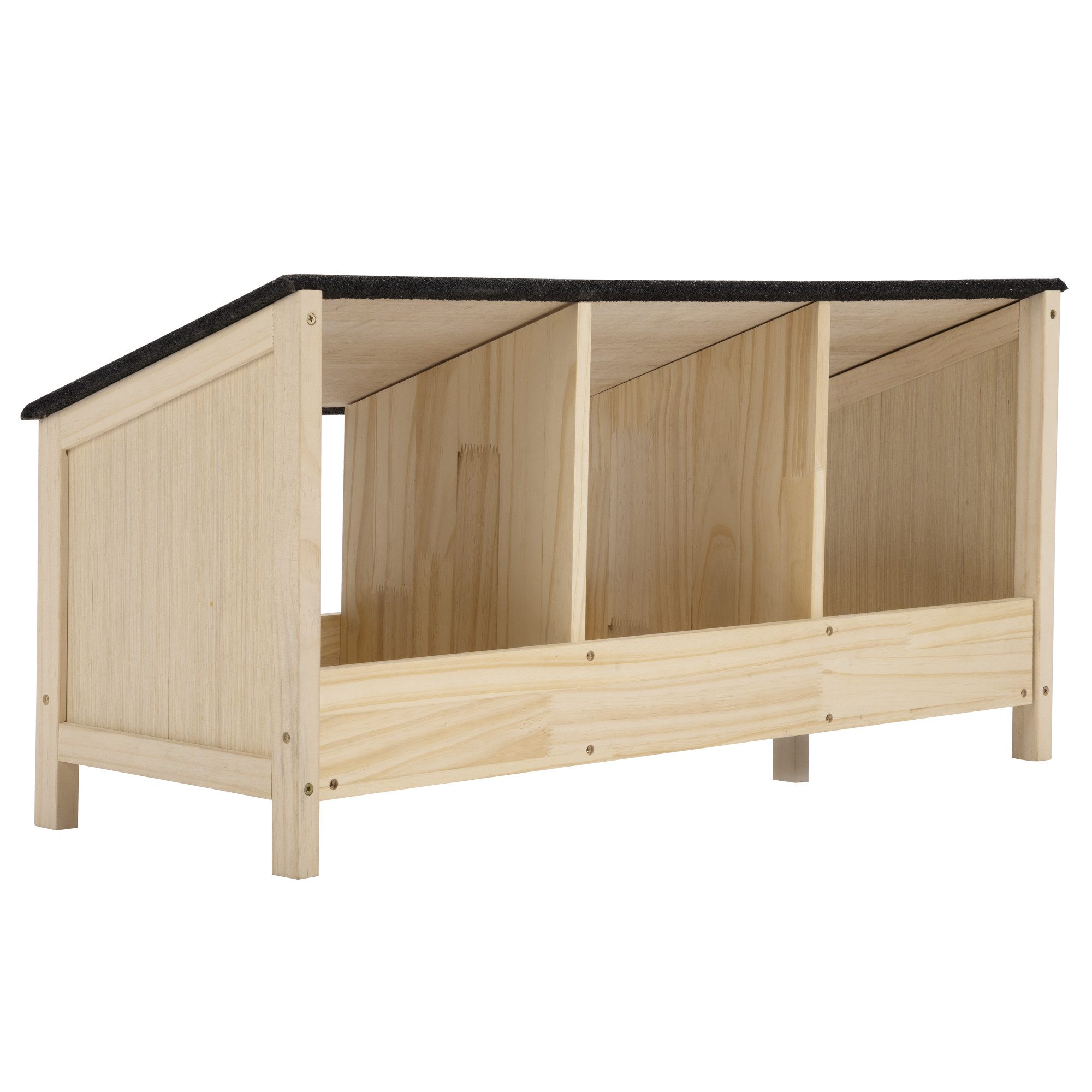 FURPAL Hühnerstall 3er Holz-Hühnernest mit Bitumendach – wetterfest & stabil für draußen, Praktische Legenester mit Trennwänden für sicheres Eierlegen