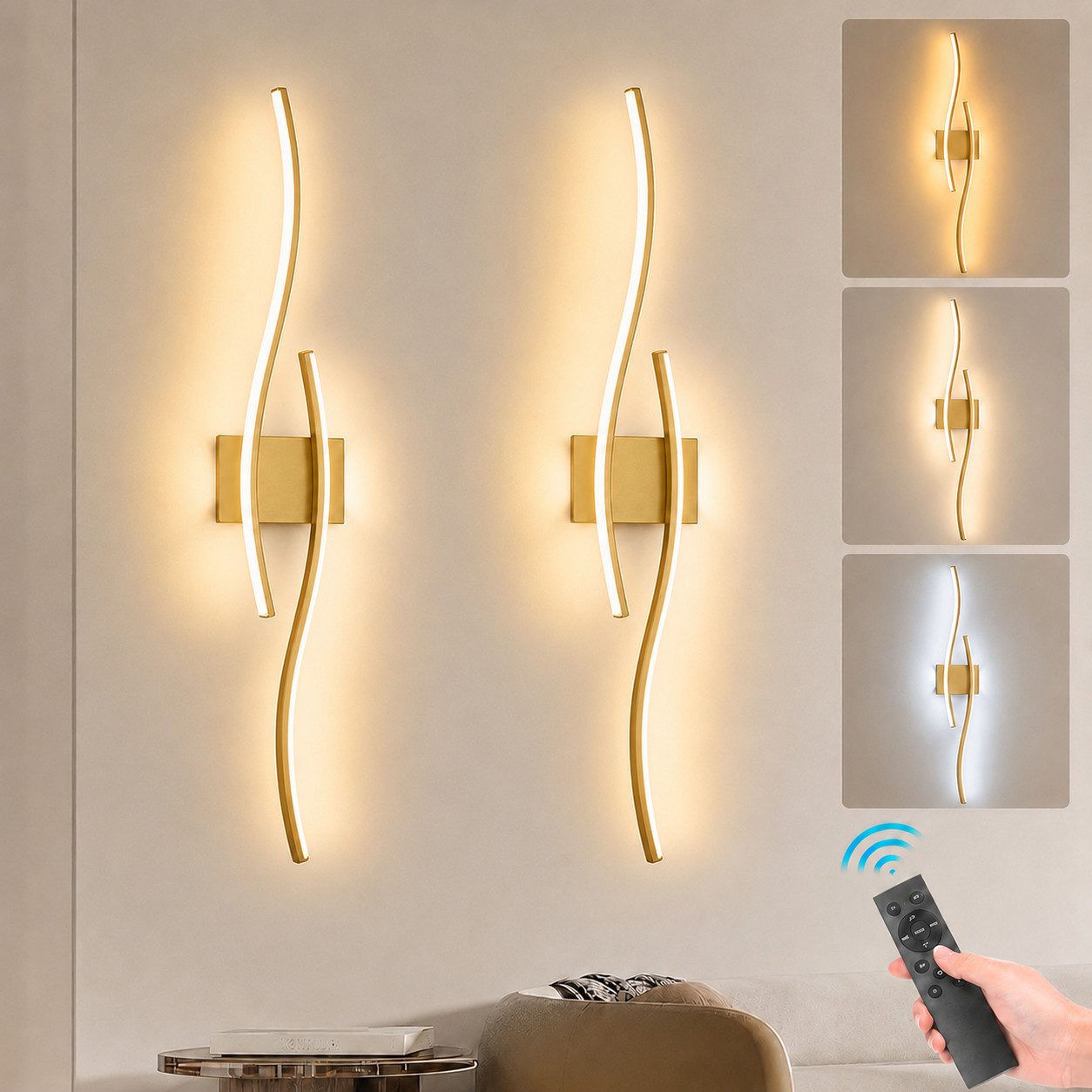 Lapamax LED Wandleuchte Akku-LED Wandleuchte Innen, 10000 mAh, 3 Lichtfarben, Dimmbar, dimmbar, Timer, Memory-Funktion, Nachtlicht, LED, warmweiß, neutralweiß, kaltweiß, Kabellose LED-Wandlampe mit Fernbedienung, Timer und Touch-Steuerung