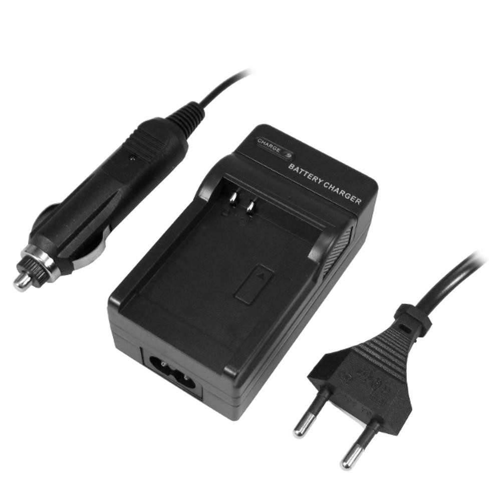 Trade-Shop Lader passend für JVC MG-26EX MG-26AA MG-26EK MG-27 MG-27E MG-27EX Kamera-Ladegerät (für 220V Steckdose und 12V/24V Kfz Zigarettenanzünder)