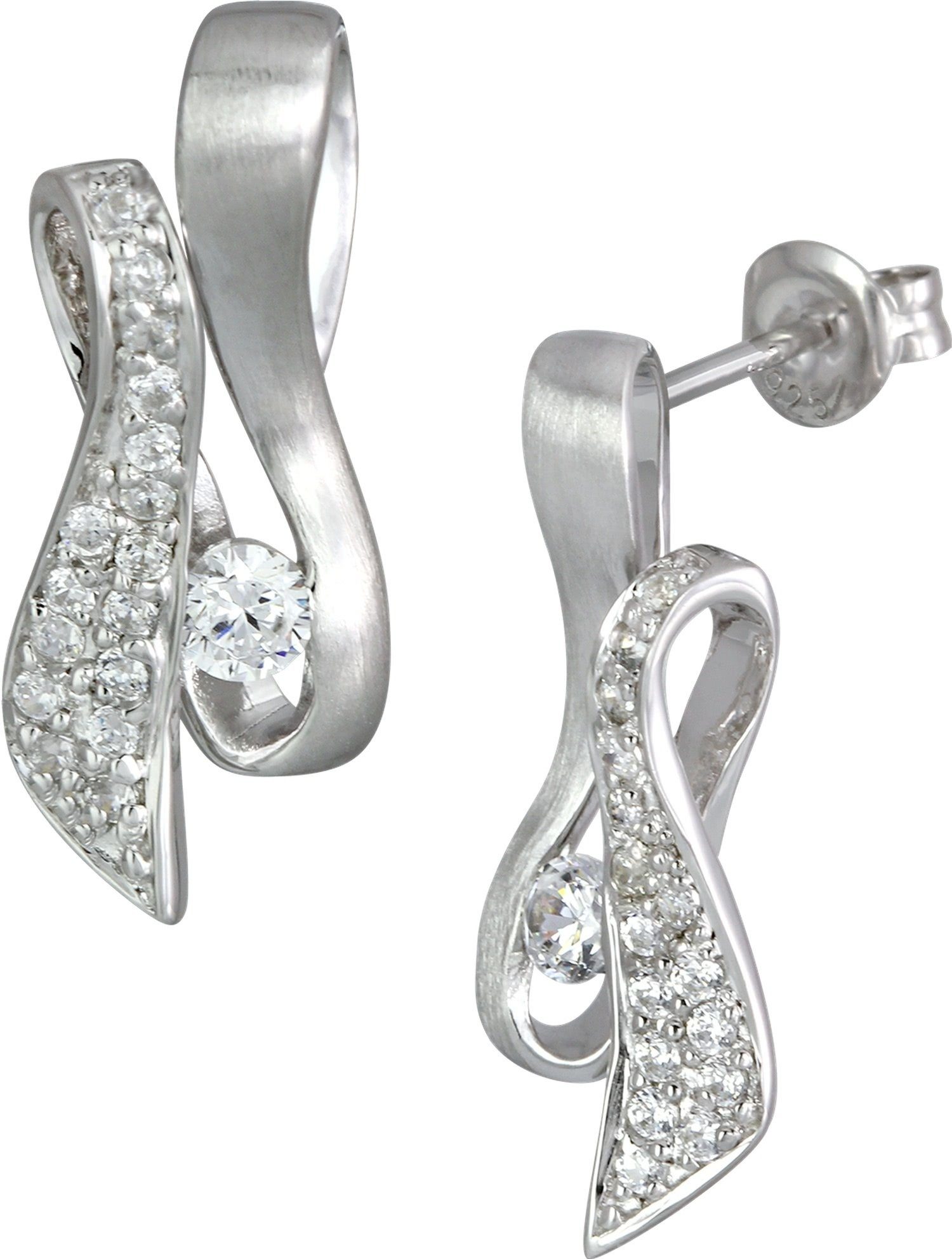SilberDream Paar Ohrstecker SilberDream Ohrringe Damen Silber (Ohrstecker),  Damen Ohrstecker Schleife aus 925 Sterling Silber, Farbe: silber, weiß
