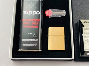 Zippo Feuerzeug Messing Gebürstet Geschenkset Sturmfeuerzeug