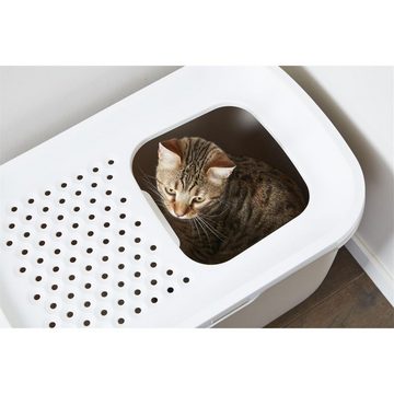 Savic Katzentoilette Katzentoilette HOP IN, mit Einstieg von oben beige-weiss ideal für Stehpinkler