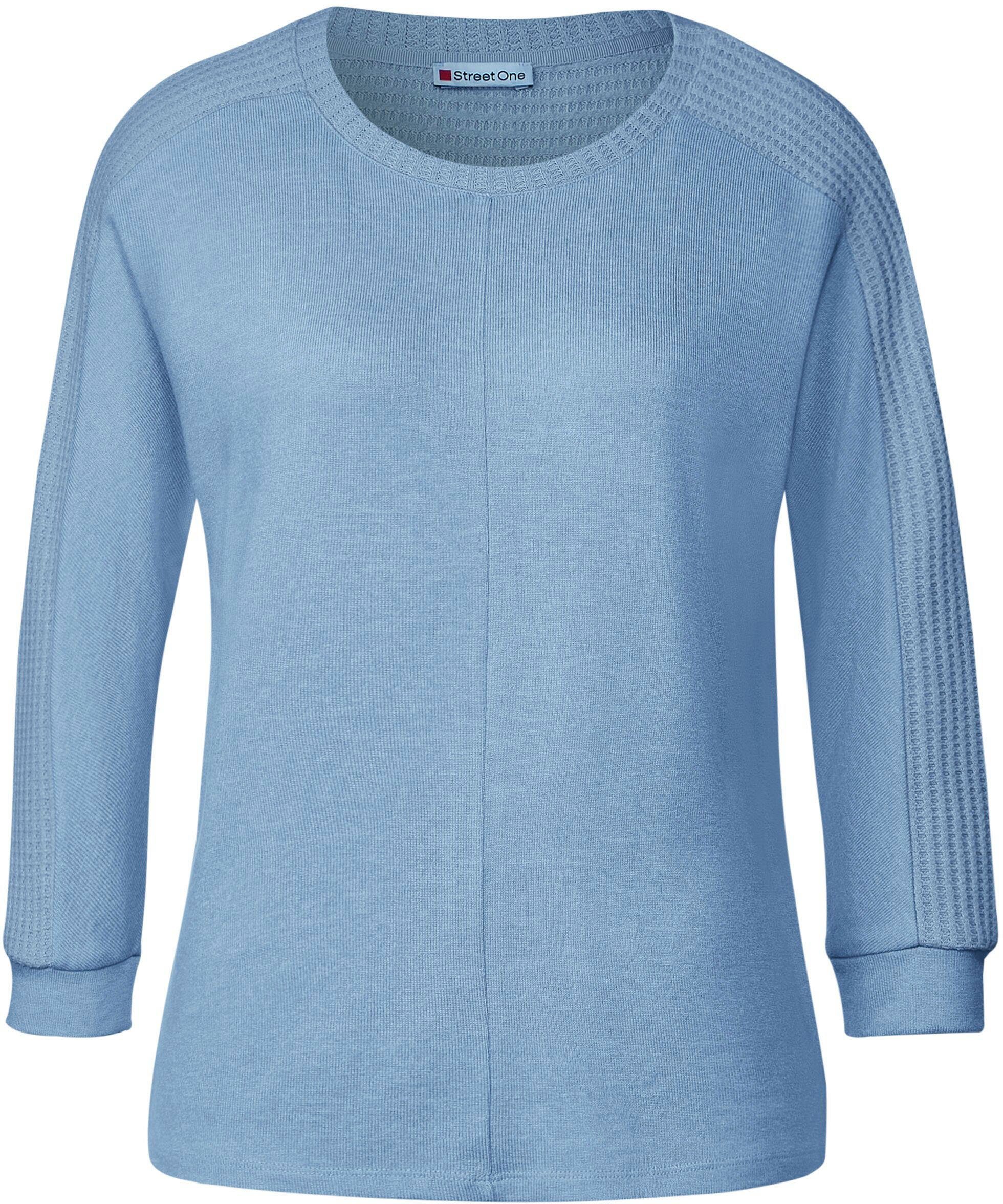 ONE Strukturstrick blue 3/4-Arm-Shirt STREET bay mit