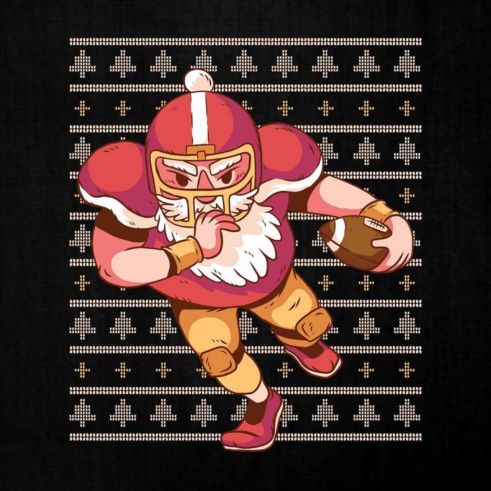 Quattro Formatee Kurzarmshirt Santa Clause American Football Ugly Christmas (1-tlg)